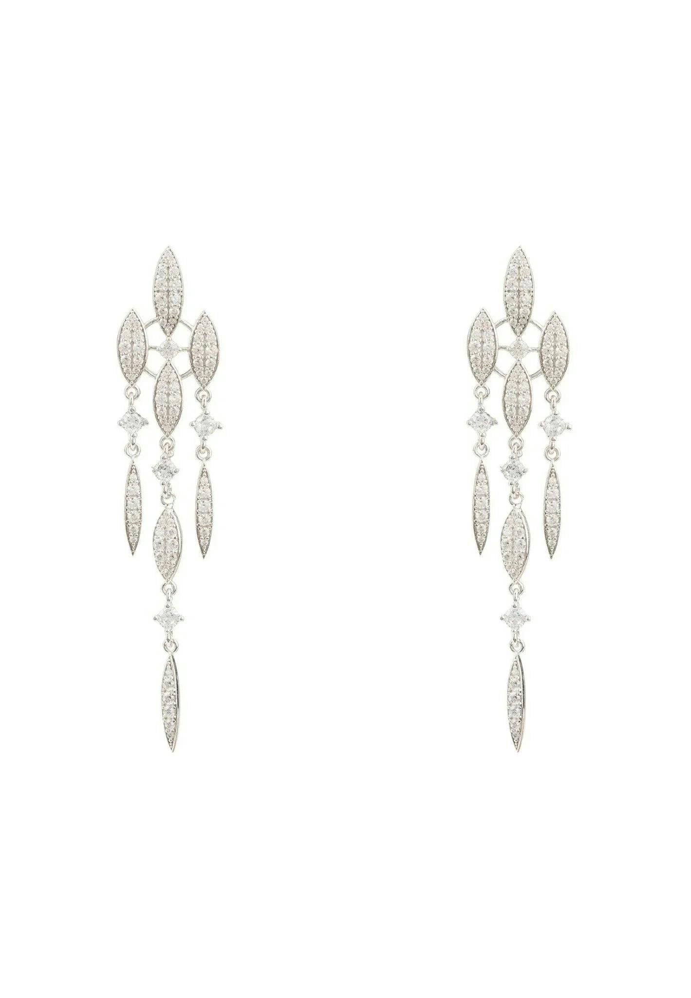 Latelita White/Silver Valencia Statement Drop Earring Cz