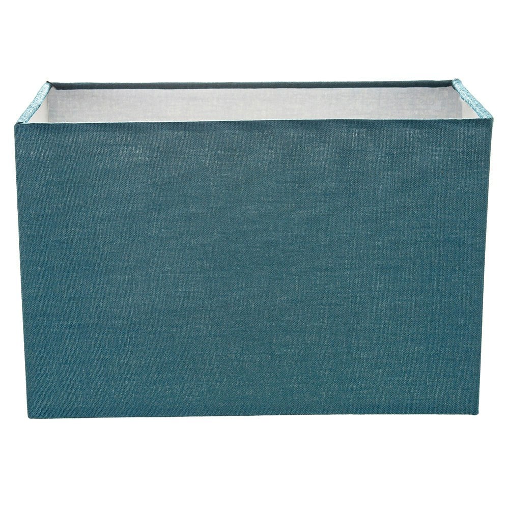 Rackhams White/Light Contemporary And Stylish Vivid Teal Linen Fabric Rectangular Lamp Shade
