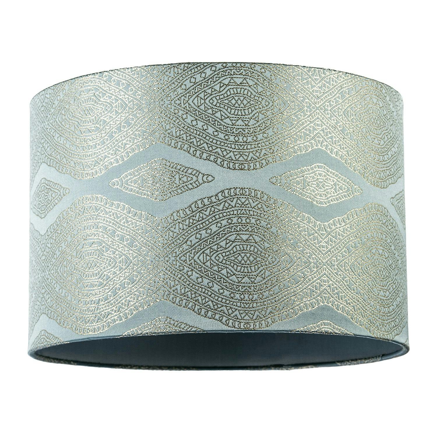 Rackhams Blue/Light/Silver Sophisticated Duck Egg Lamp Shade With Intricate Geometric Pattern