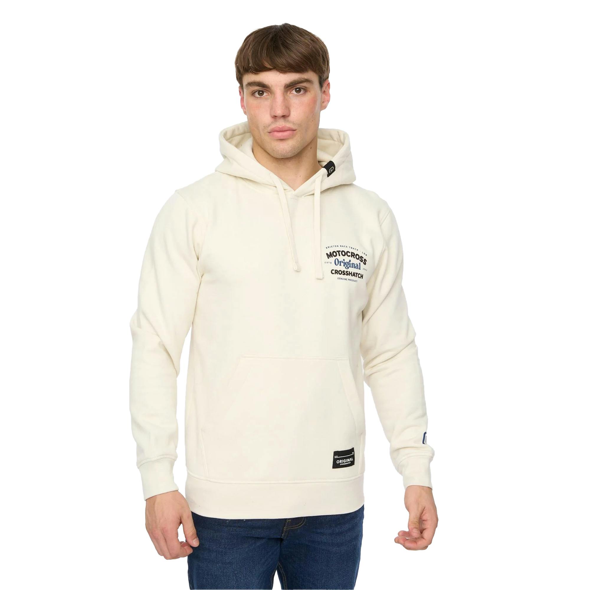 Crosshatch Men's Light Motocross Hoodie - Stone - Stone - Xl - 60% Cotton/40% Polyester