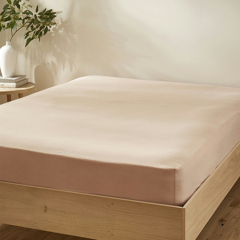 Martex Pink Touch Of Linen Fitted Sheet - Double - Powder