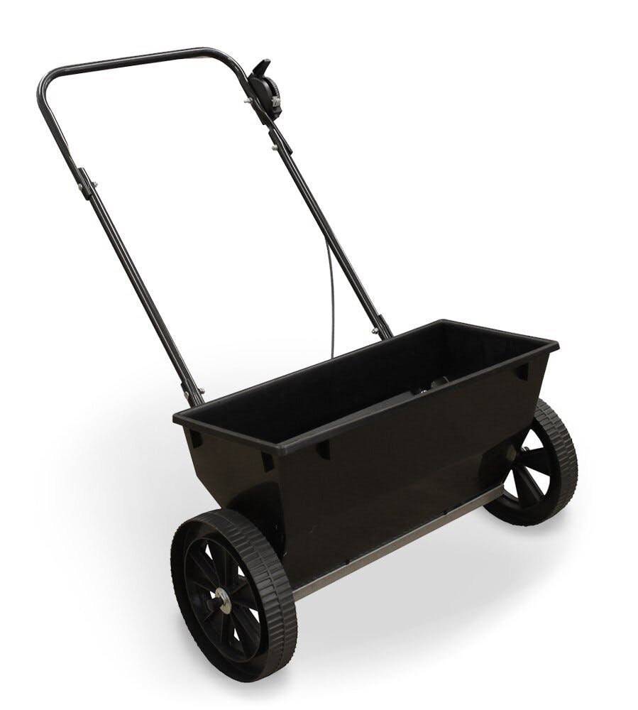 Rackhams Black Salt/Seed/Fertiliser Drop Spreader With 30Kg Capacity, Rock Salt Spreader - Cable Controlled Flow, No Motors/Batteries