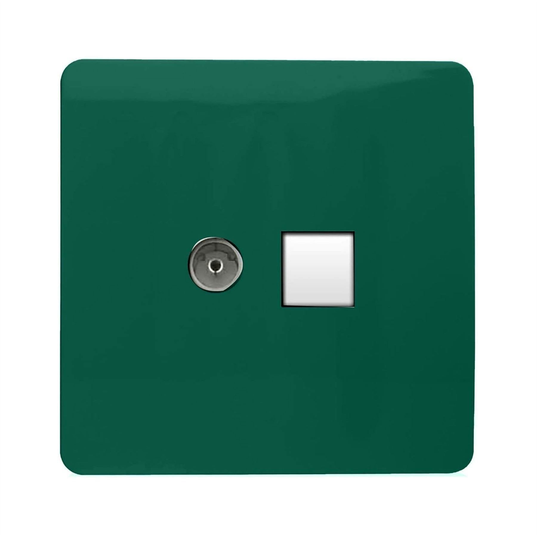 Trendi Switch 2 Gang Tv Co-Axial & Rj45 Cat 6 Modern Designer Pc Ethernet Socketsin Dark Forest Green - Image 3