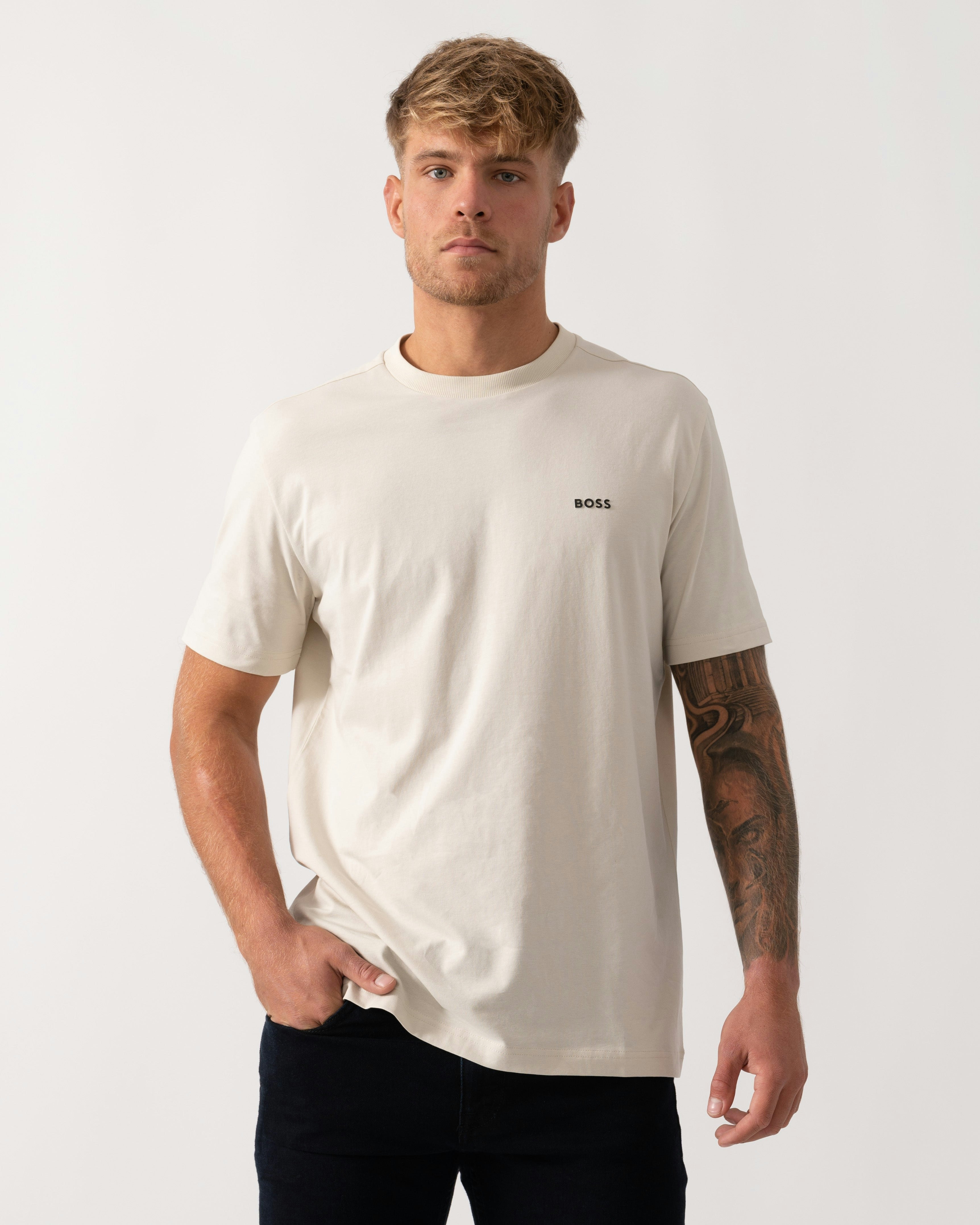 Boss Men's Green/White Tee Stretch Cotton T-Shirt With Contrast Logo - Open 131 - Open 131 - Xl