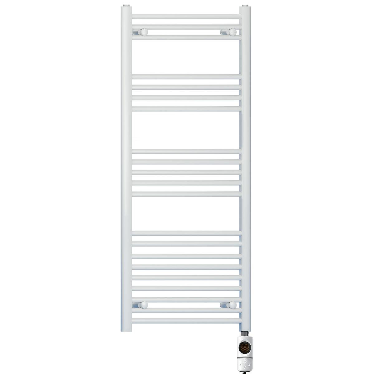 Myhomeware White 500Mm X 1200Mm Electric Pre-Filled Heated Towel Rail Radiator For Bathroom - Thermostatic Af - 19Mm Tube