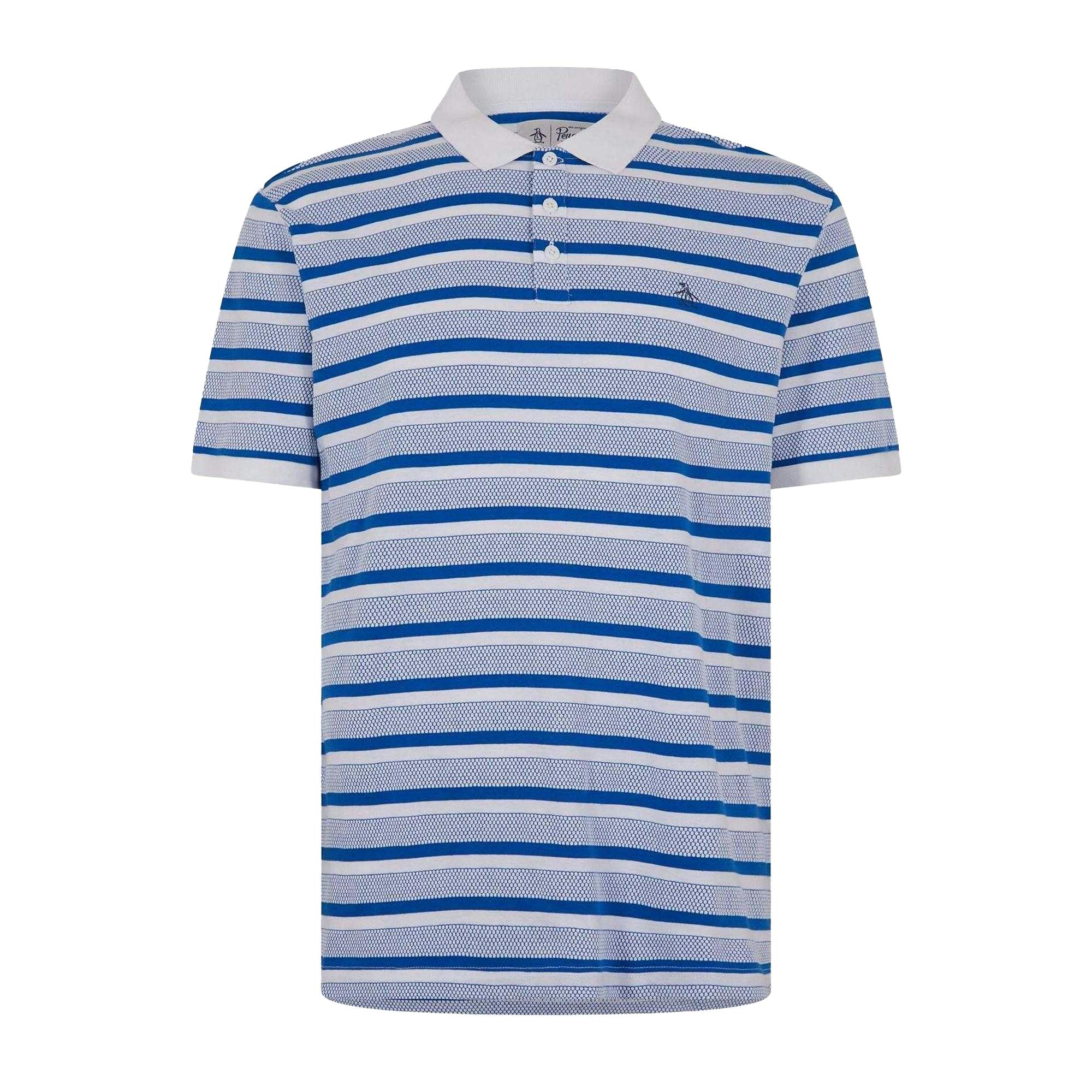 Original Penguin Men's White Striped Polo Shirt - S - 100% Mixed