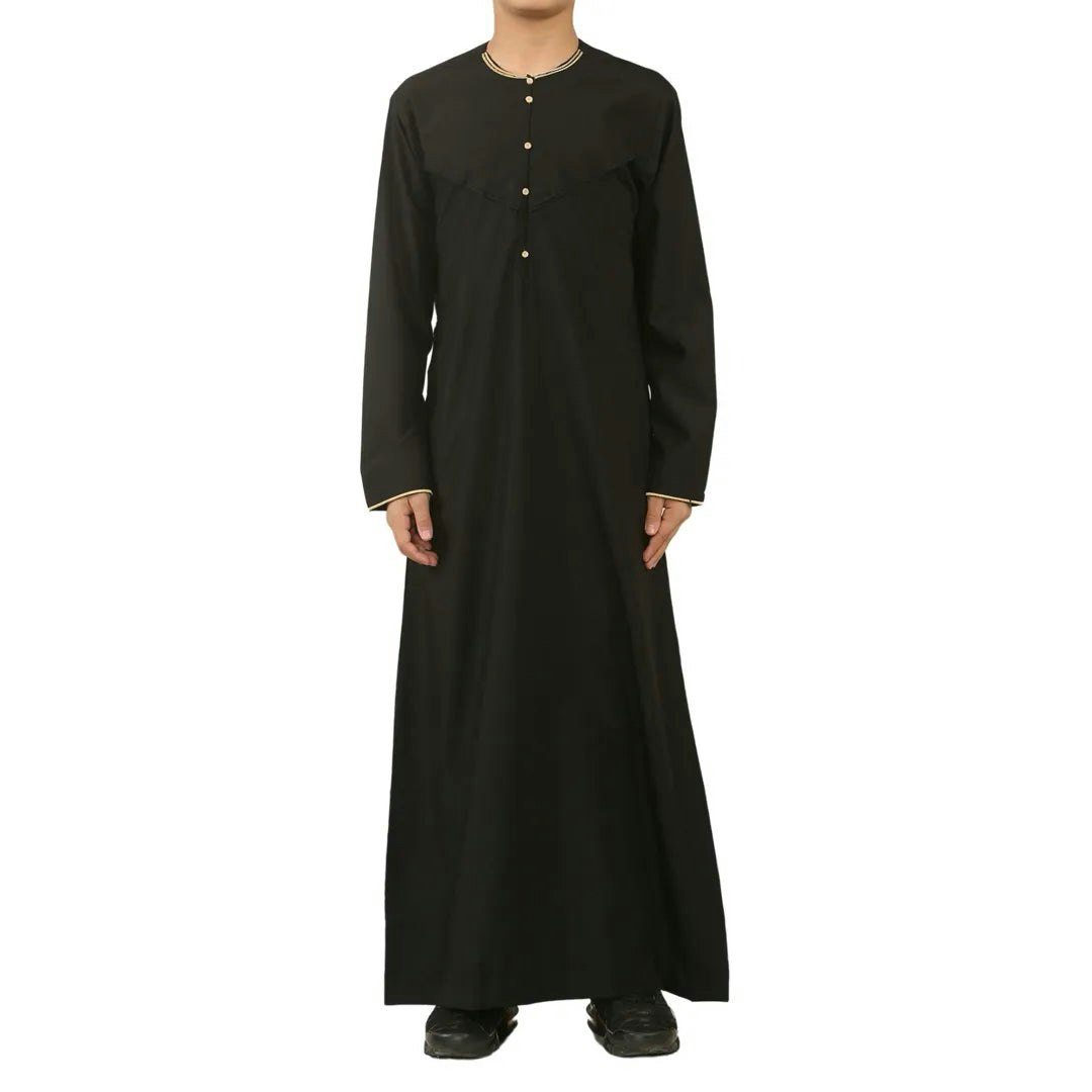 Thobez Boys Gold/Black Oe-300 - 'S Emirati Omani Thobe Embroidery - 42