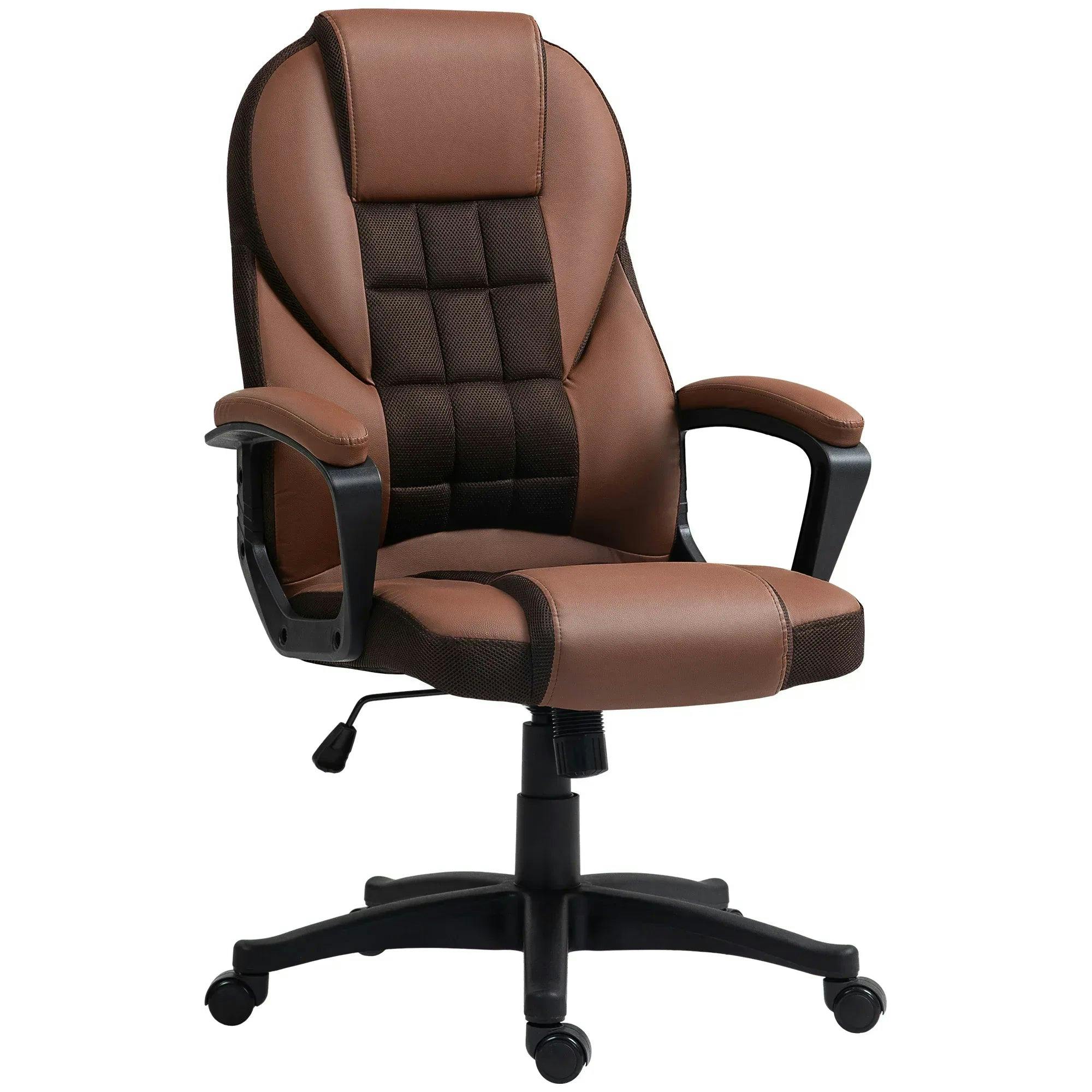 Portland Brown Executive Office Chair - High Back - Armrests - Faux Leather - Adjustable Height - Image 3