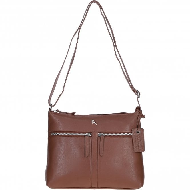 Ashwood Pink/Silver Sleek Luxe Real Leather Shoulder Bag: Mourne - Cognac - Leather