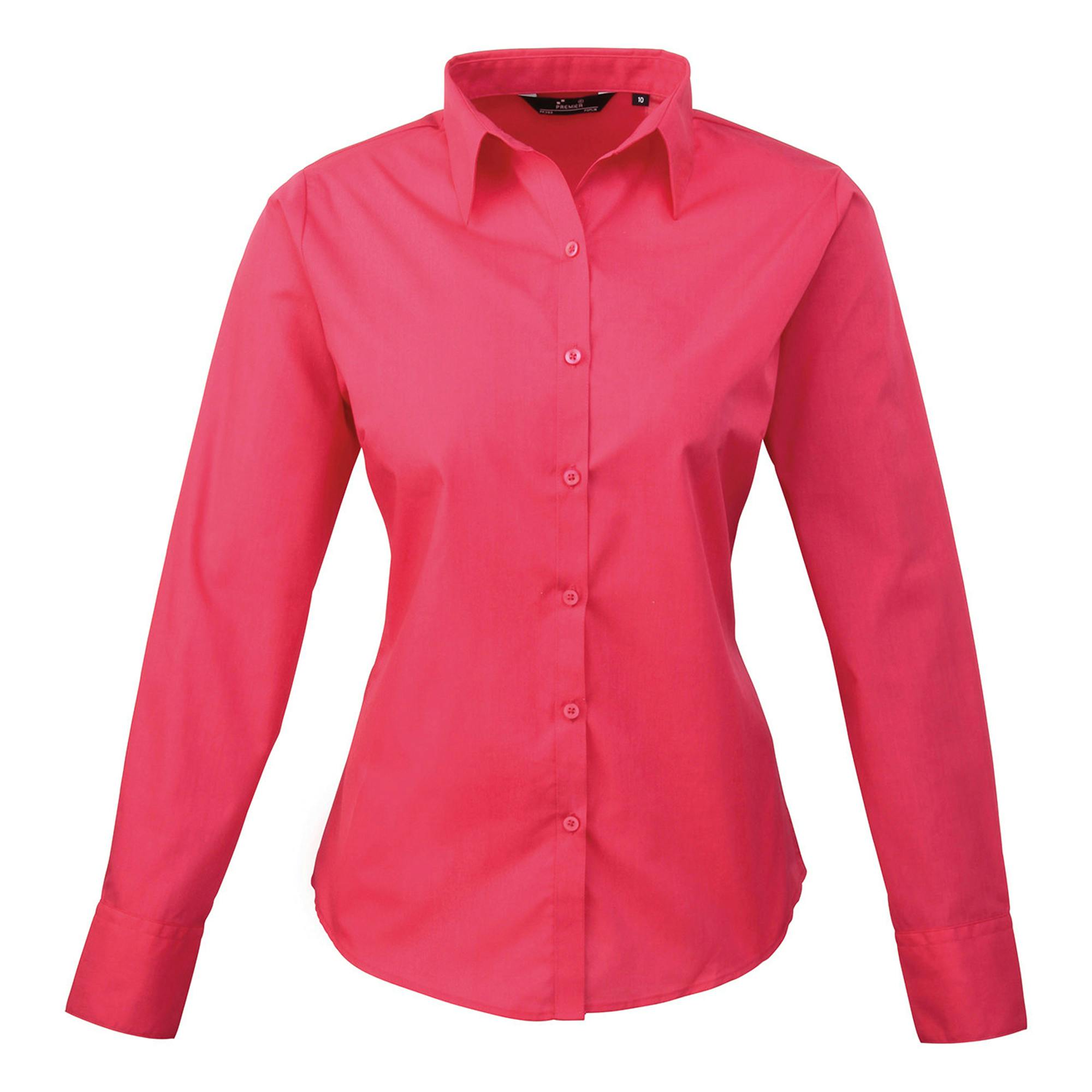 Premier Womens/Ladies Poplin Long-Sleeved Blouse (Hot Pink) - Size 14 UK - Image 4