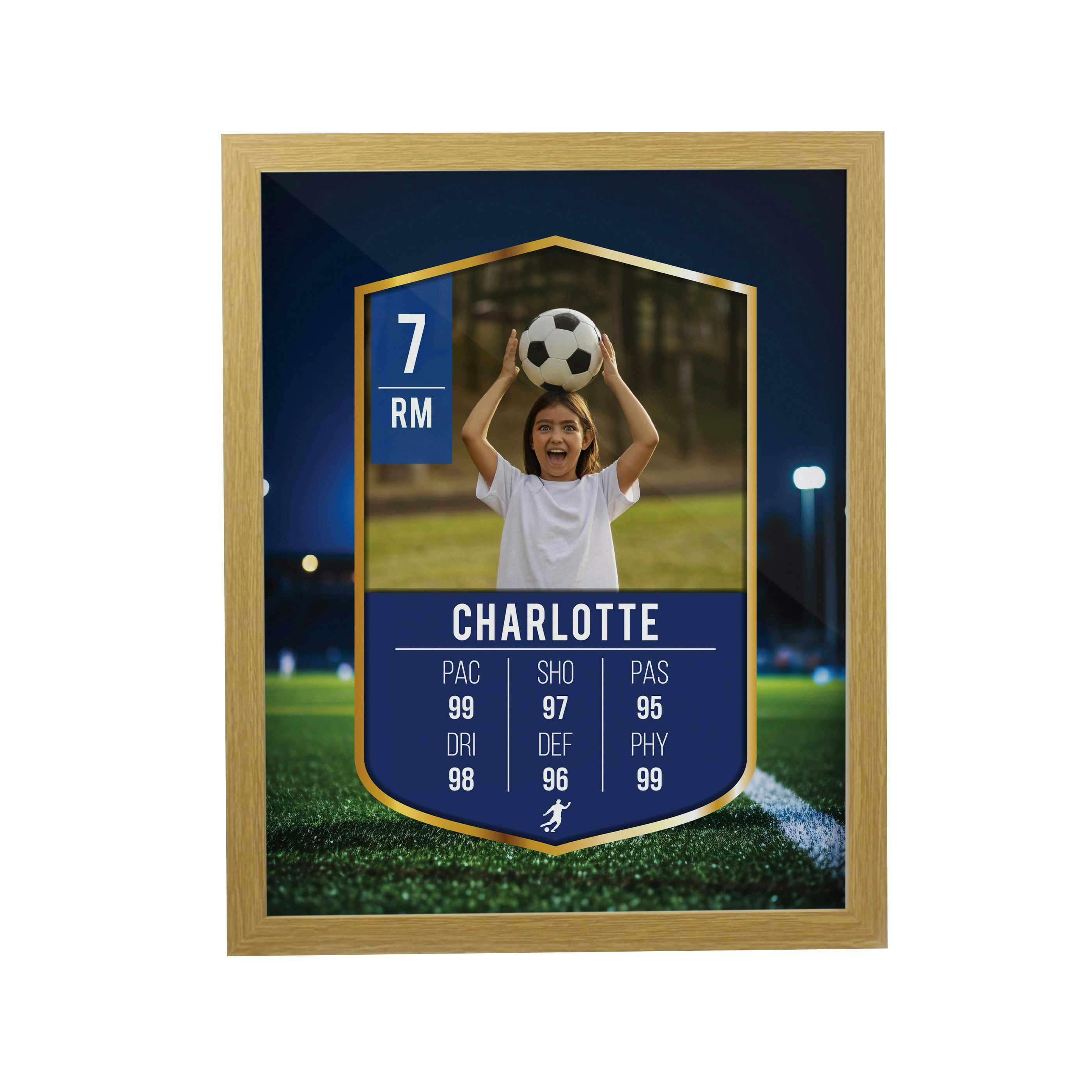 Personalised Memento Company Personalised Photo Upload Football Card Football Oak Poster Frame