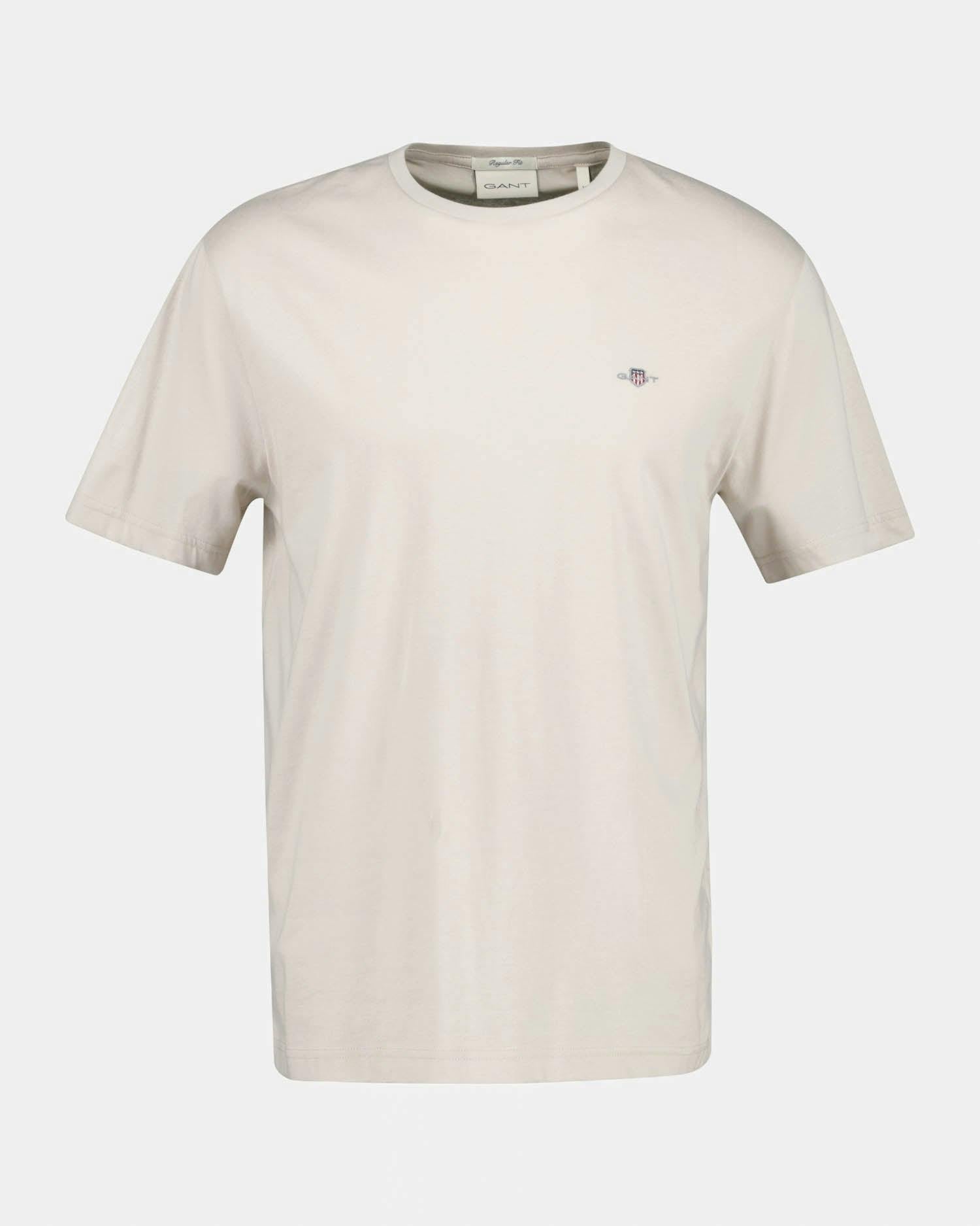 Gant Men's Beige Regular Fit Short Sleeve Shield Logo T-Shirt - 215 Clay - 215 Clay - M