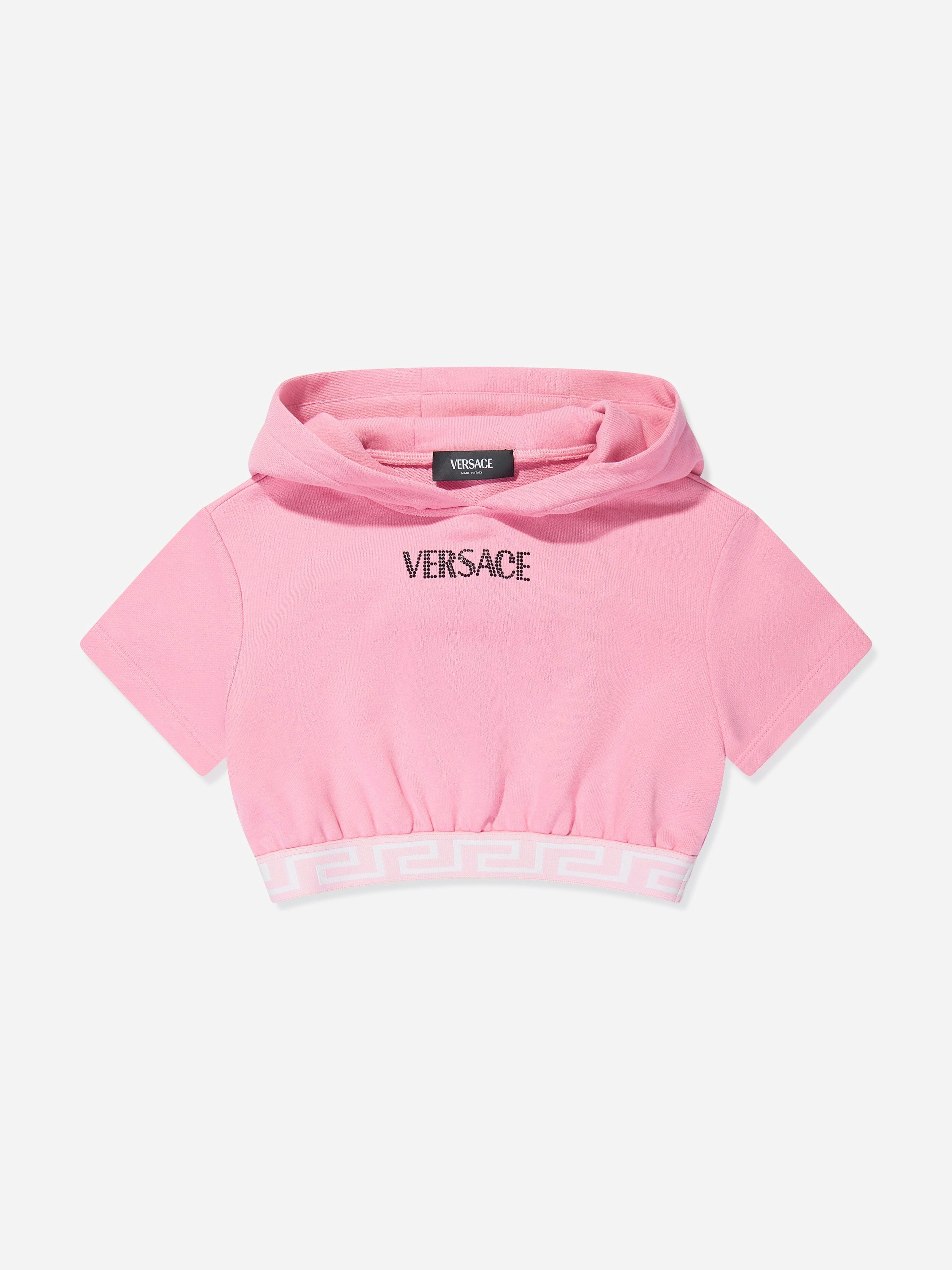Versace Girls Pink Logo Hoodie In - 10 Yrs
