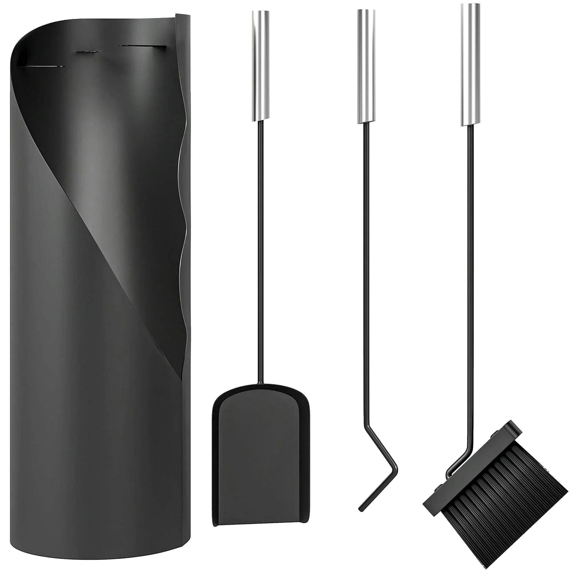 Outsunny Metal Fireplace Companion Set - 4 Piece - Image 9