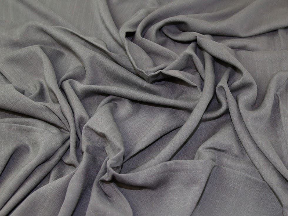 Minerva Grey Core Range Deadstock Viscose Crepe Fabric - Plain Design Dressmaking Fabric, 138 Cm / 55" Wide - Per Metre