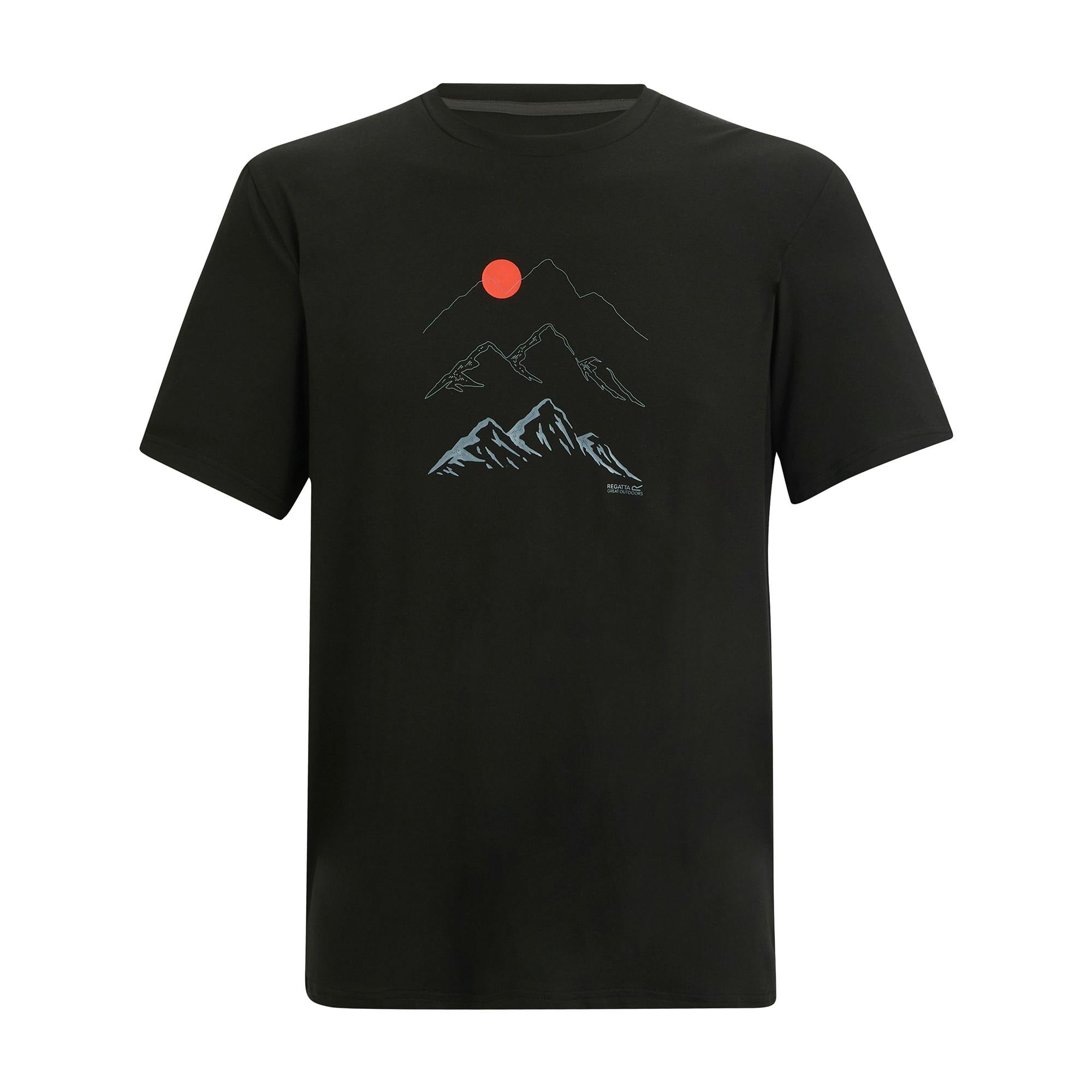 Regatta Men's Black Fingal Sunset Stretch T-Shirt - Xl - 62% Polyester/30% Recycled Polyester/8% Elastane