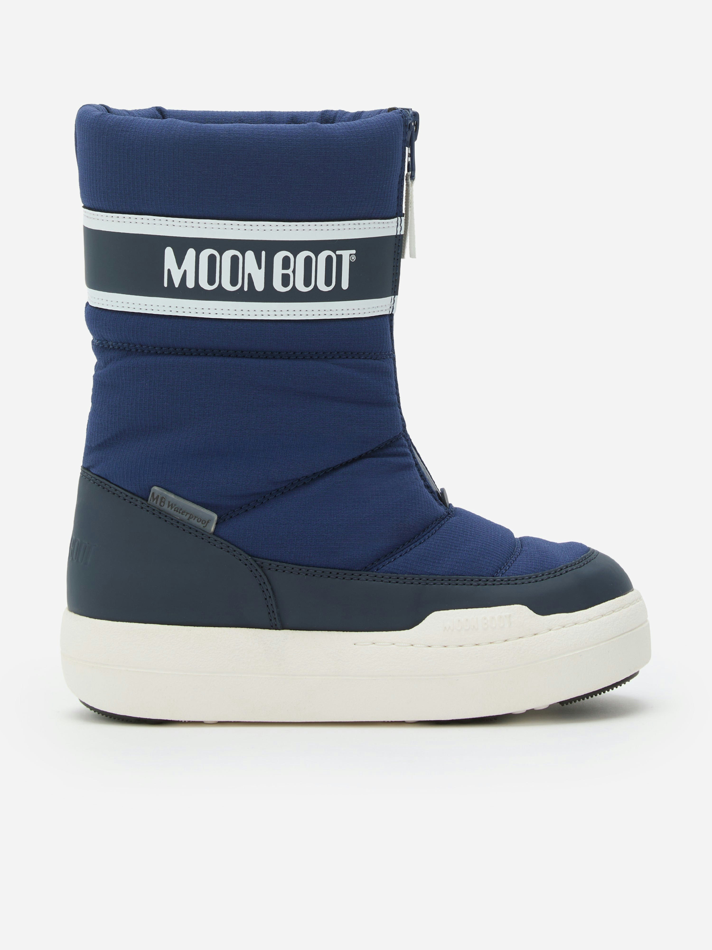 Moon Boot Blue Kids Jr Park Zip High Wp Boots In Navy - Eu 27 Uk 9