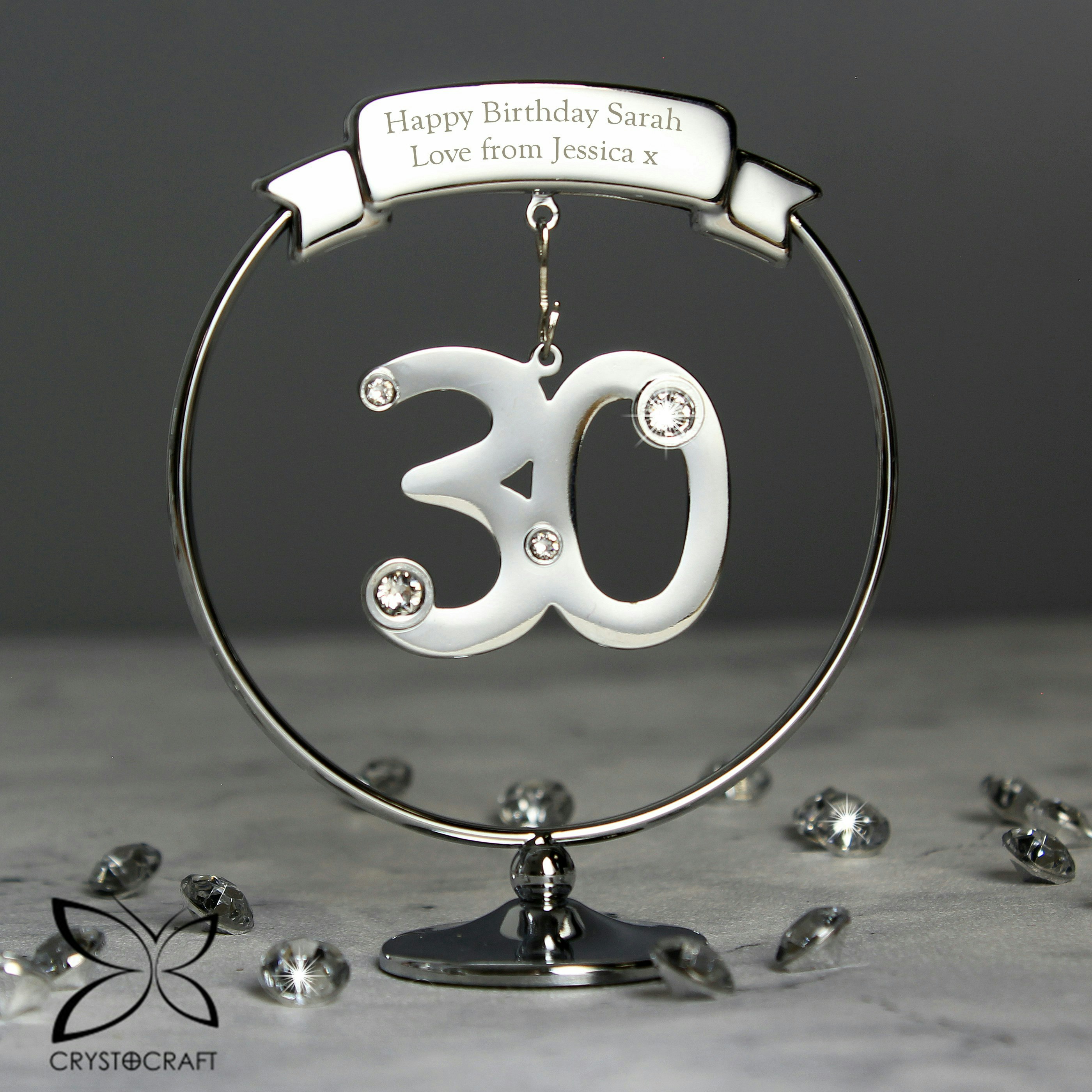 Personalised Memento Company Silver/Light Personalised Crystocraft 30Th Celebration Ornament