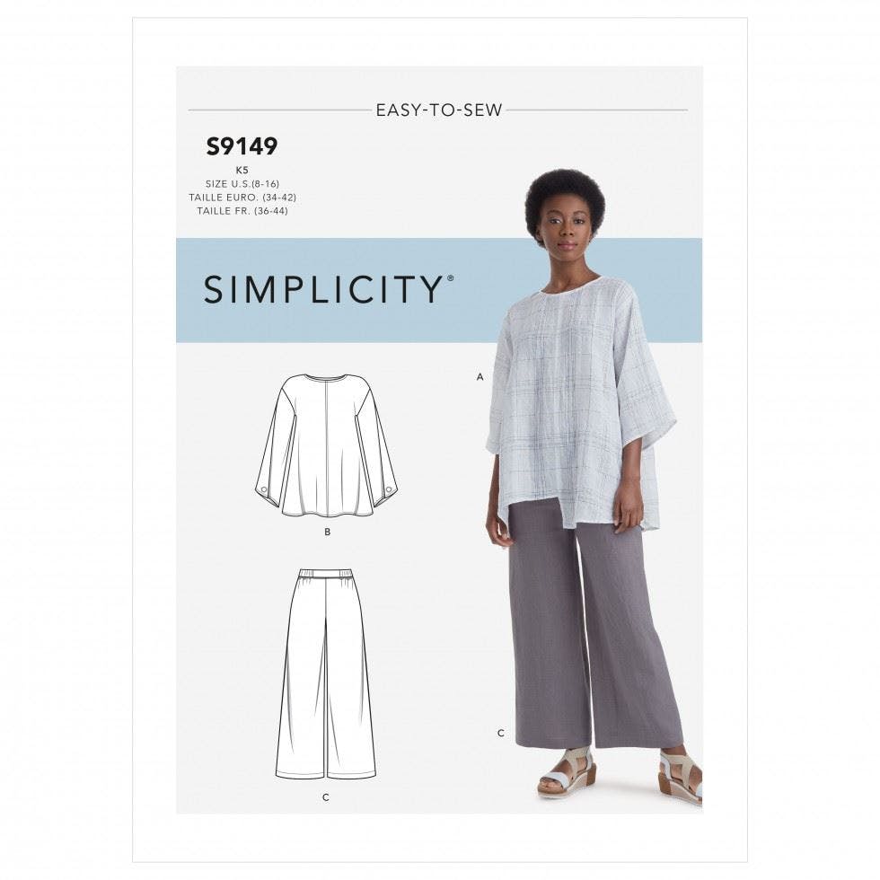 Simplicity Women's Sewing Pattern 9149, Tops, Trousers For Y5 (18-20-22-24-26) - Intermediate - Y5 (18-20-22-24-26)