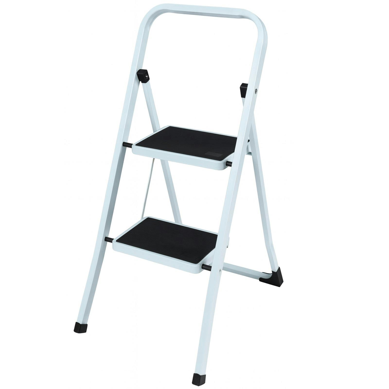 Gr8 Home 2 Step Ladder Folding Stool Non Slip Tread Heavy Duty Steel Foldable Home Diy