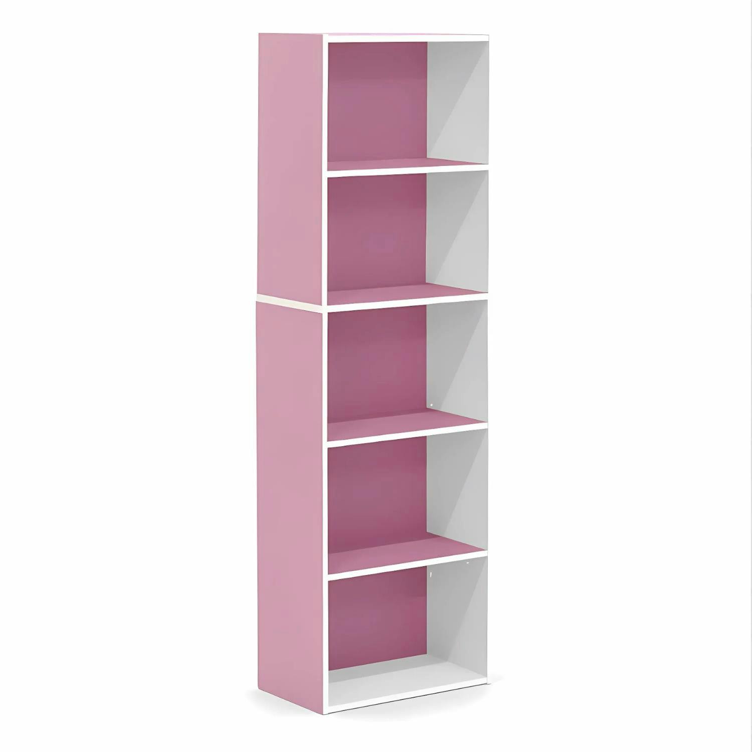 Walplus White/Pink 5-Tier Reversible Color Open Shelf Bookcase 11055Wh/Pi | High Quality Decorative Wall Design