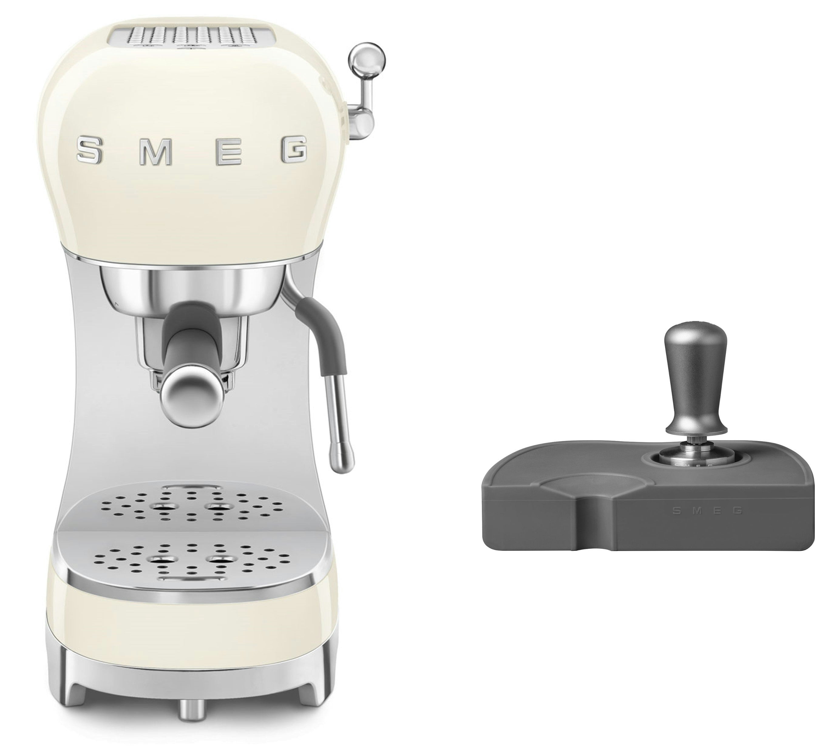 Smeg Cream Ecf02 Espresso Machine + Ects01 Coffee Tamper Bundle