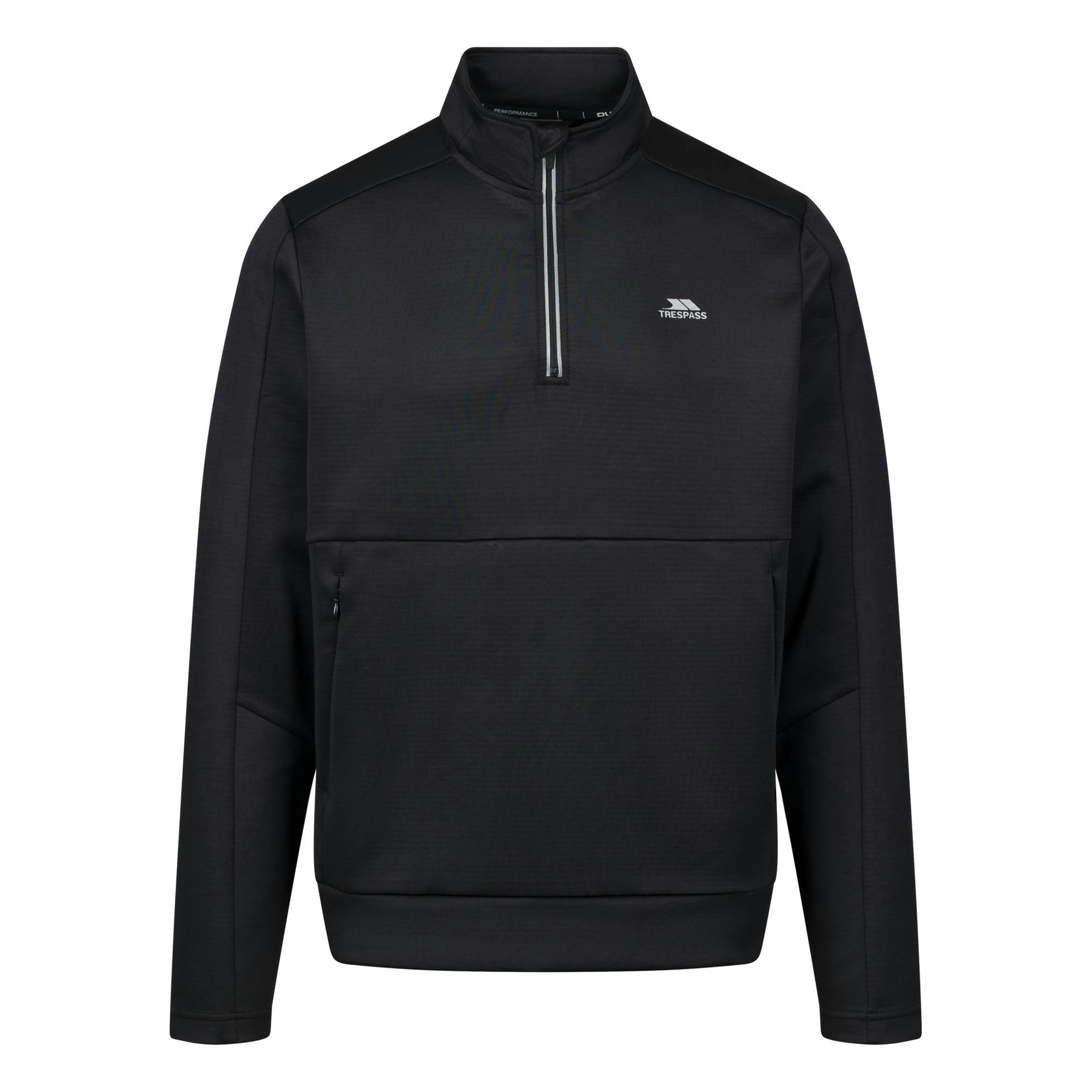 Trespass Men's Black Jay Quarter Zip Long-Sleeved Top - Xl - 91% Polyester/9% Elastane