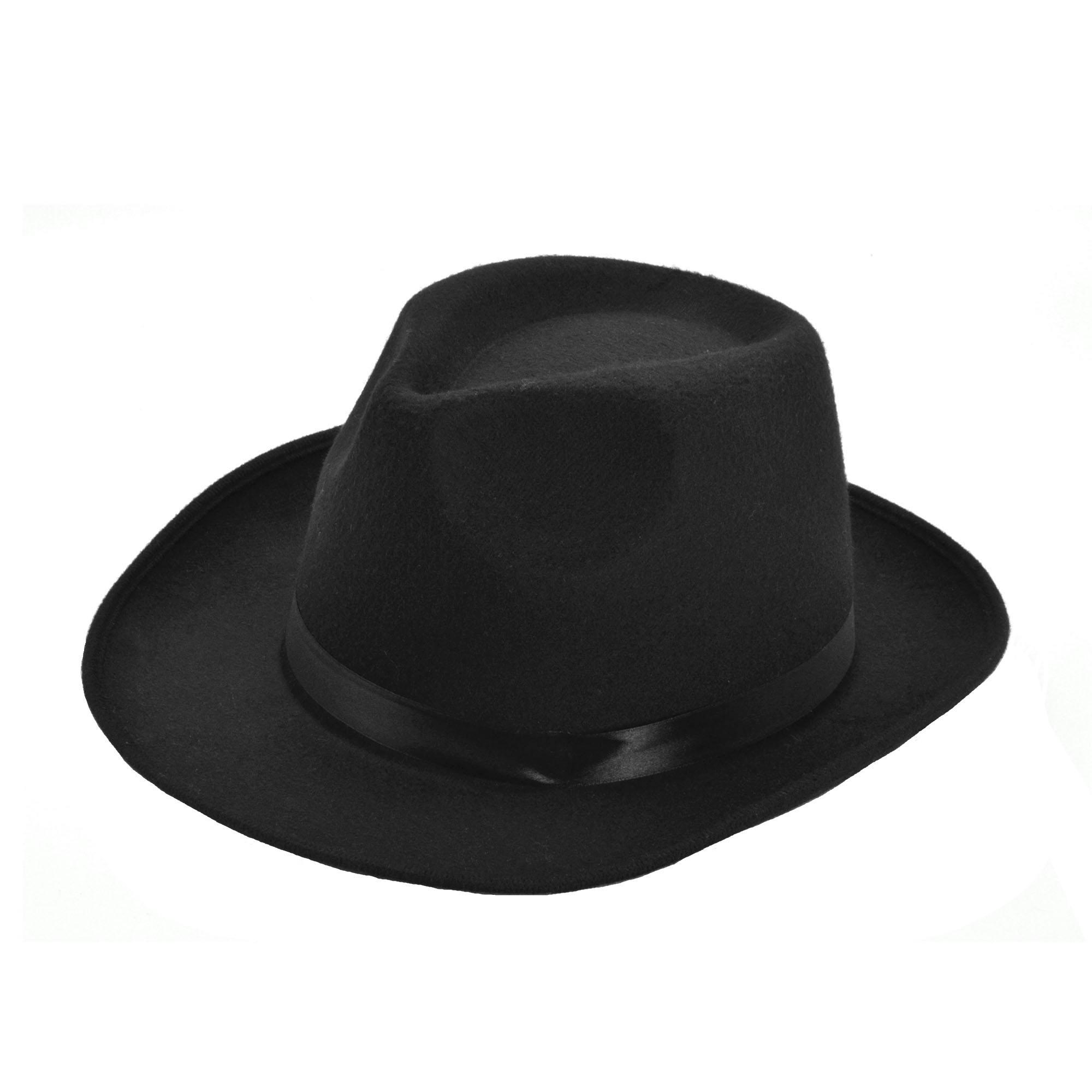 Bristol Novelty Unisex Black Adults Felt Wool Gangster Hat - One Size