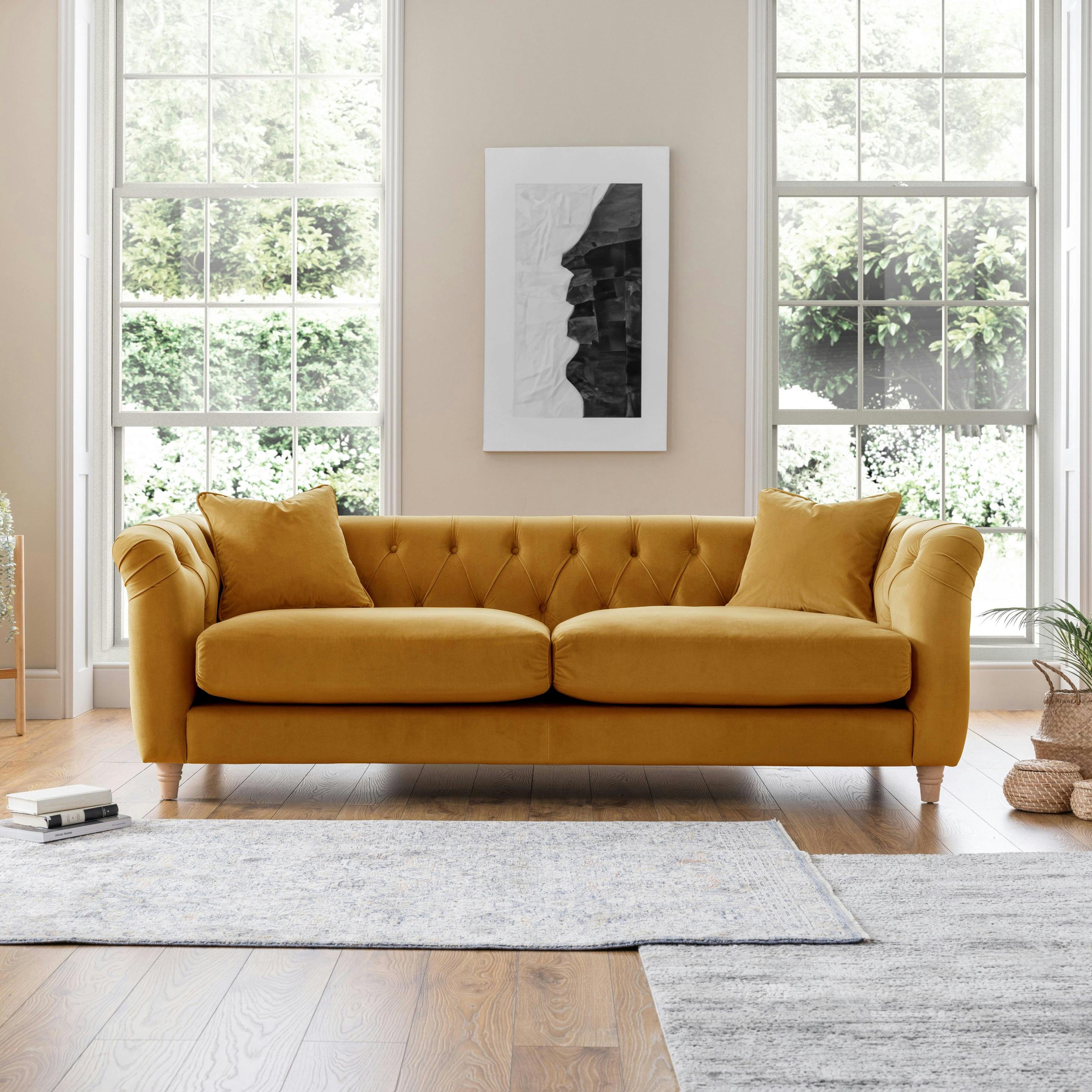 Rackhams Soho Large Sofa - Velvet Ochre