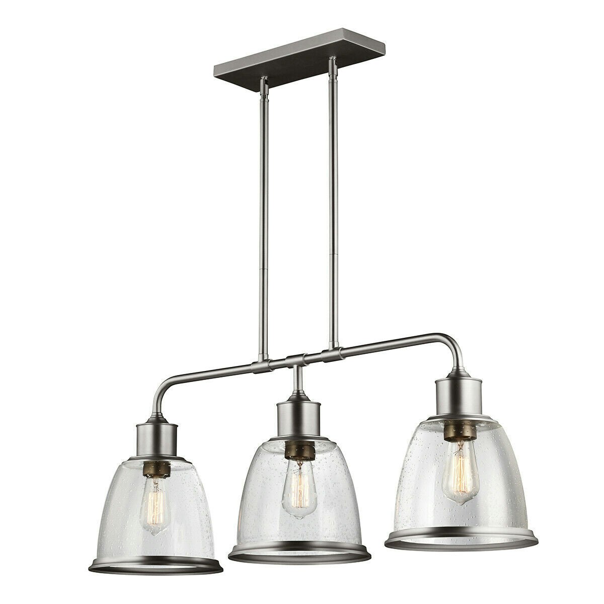 Loops Light Bulb Chandelier Hanging Pendant Satin Nickel Led E27 75W Bulb Size 3