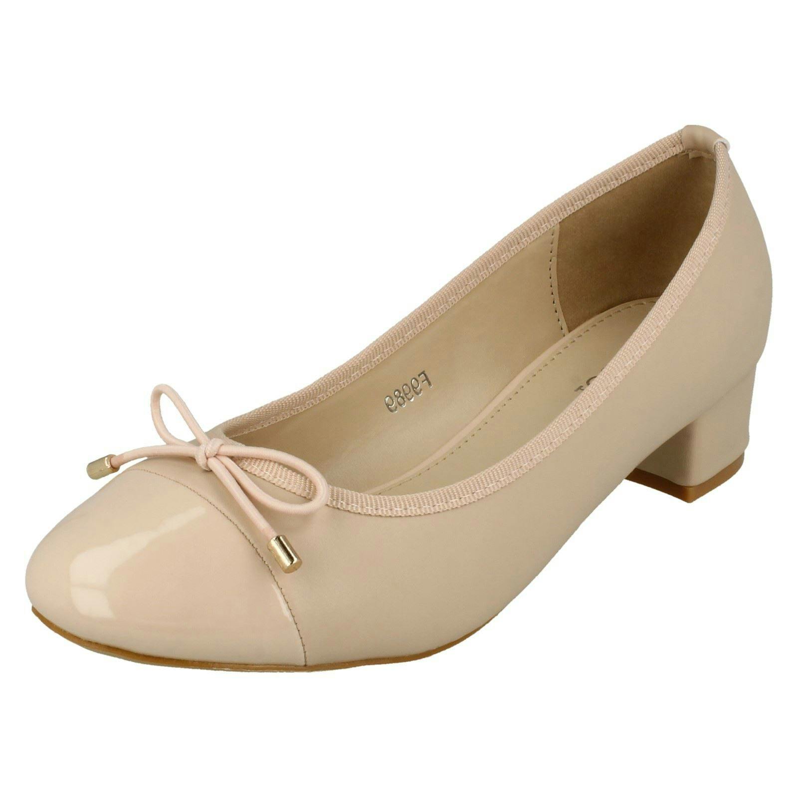 Spot On Women's Mid Heel Court Shoes - Nude - Uk 4