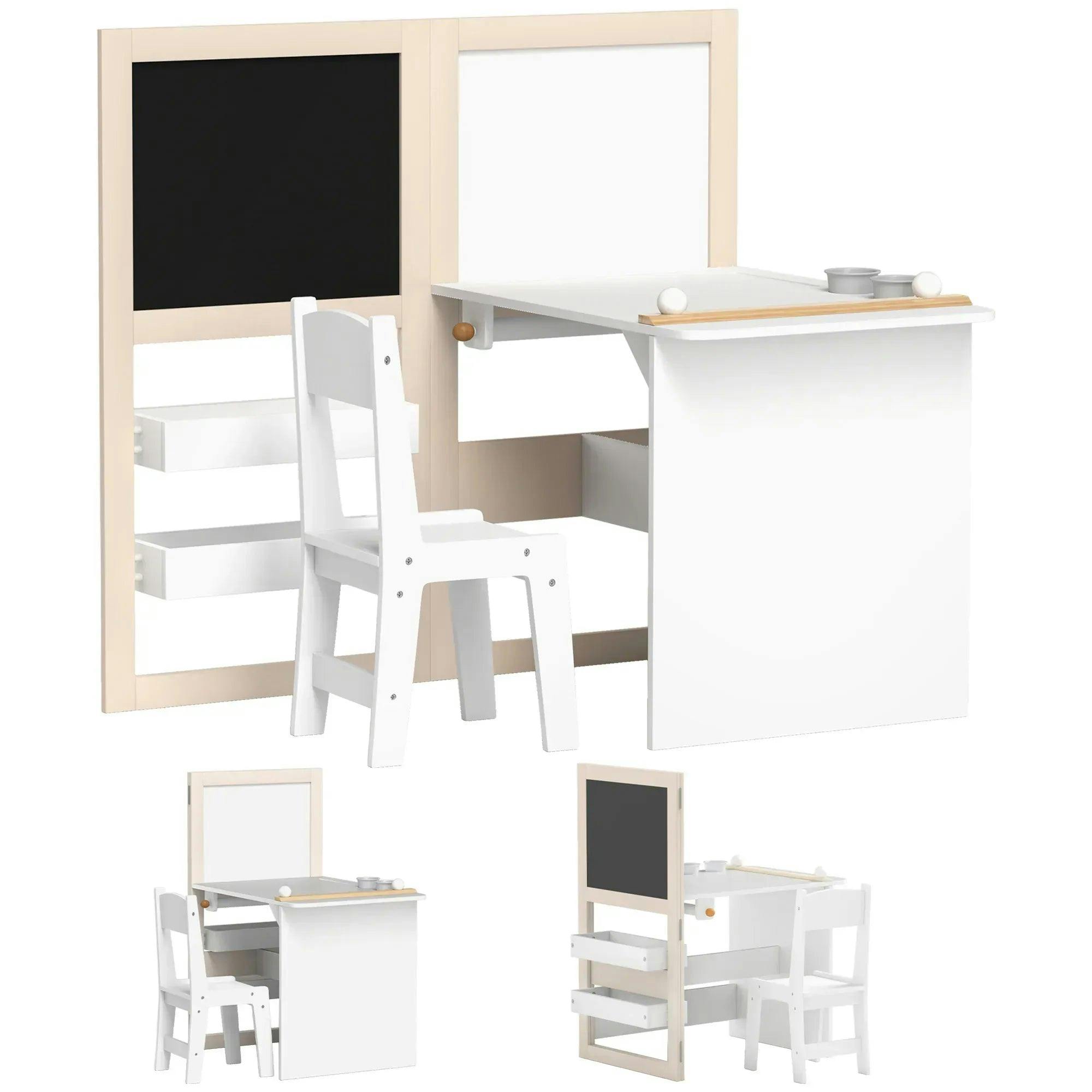 B&Q - 3 In 1 Kids Table And Chair Set With Whiteboard And Blackboard - Image 6