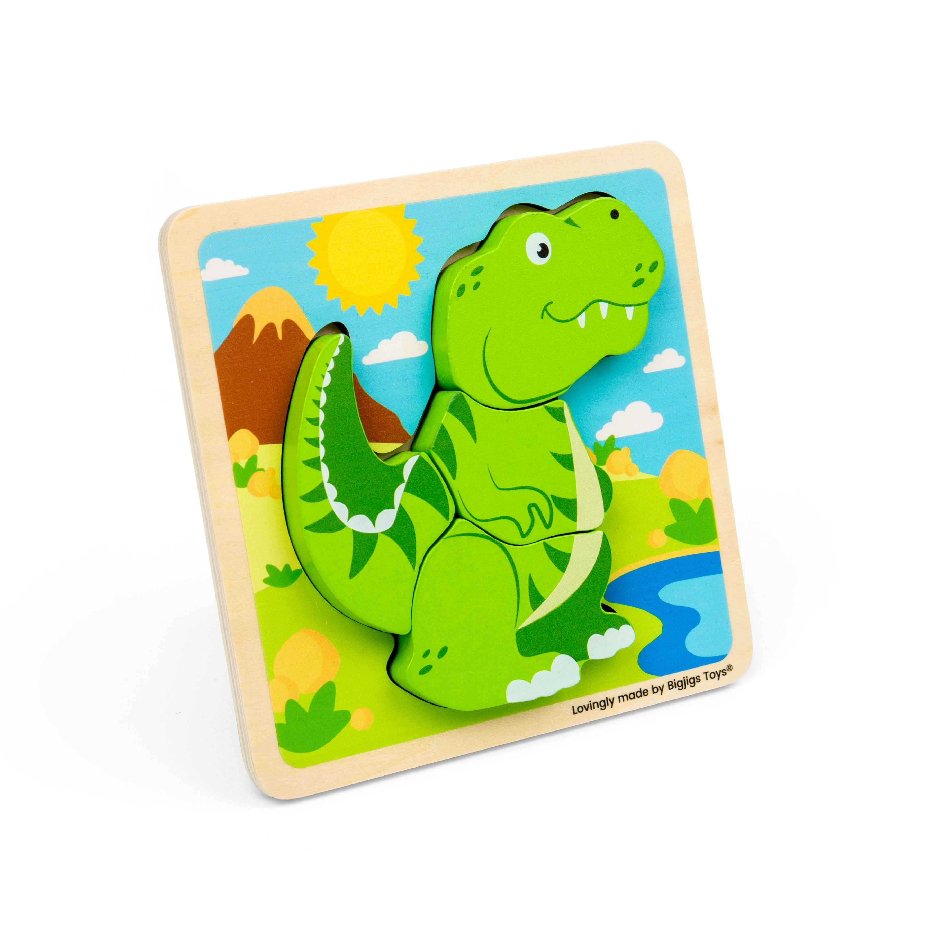 Bigjigs Toys Green Chunky Lift Out T-Rex