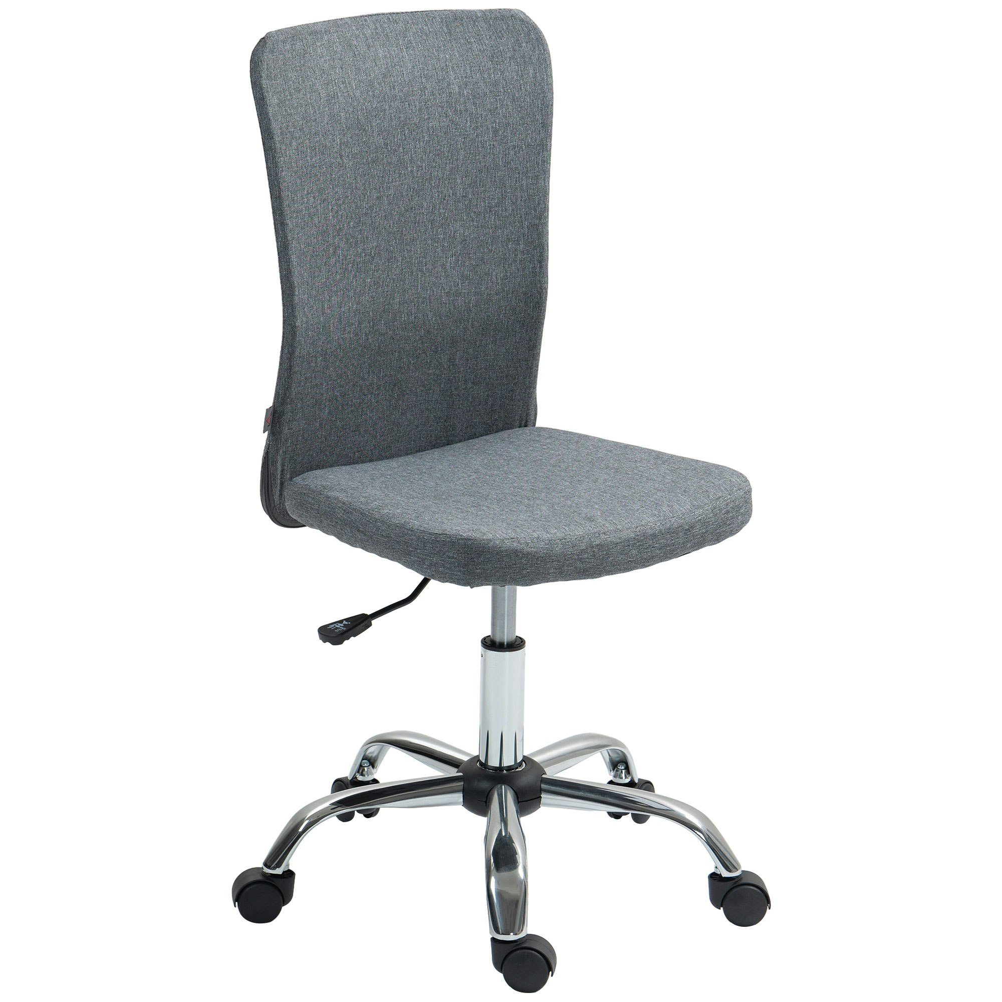 Homcom Grey Armless Computer Desk Chair, Makeup Vanity Chair For Home, Small