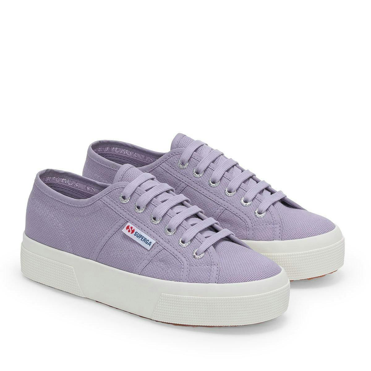 Superga Women's Lavender / 2740 Lace Up Platforms - Violet /Avorio - 4.5 Uk - Violet /Avorio - 100% Mixed