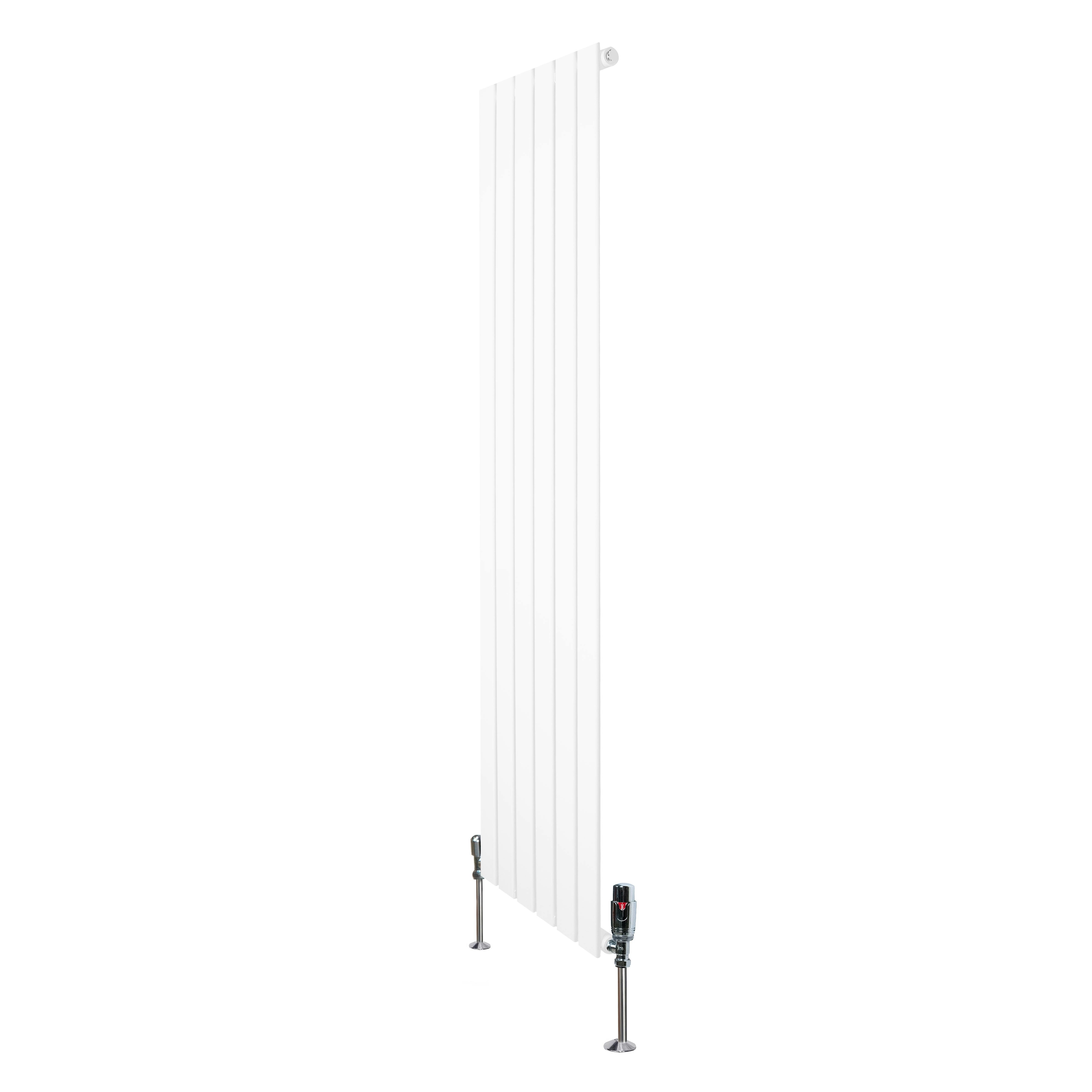 Monstershop White Flat Single Column Radiator & Valves – 1600Mm X 420Mm –