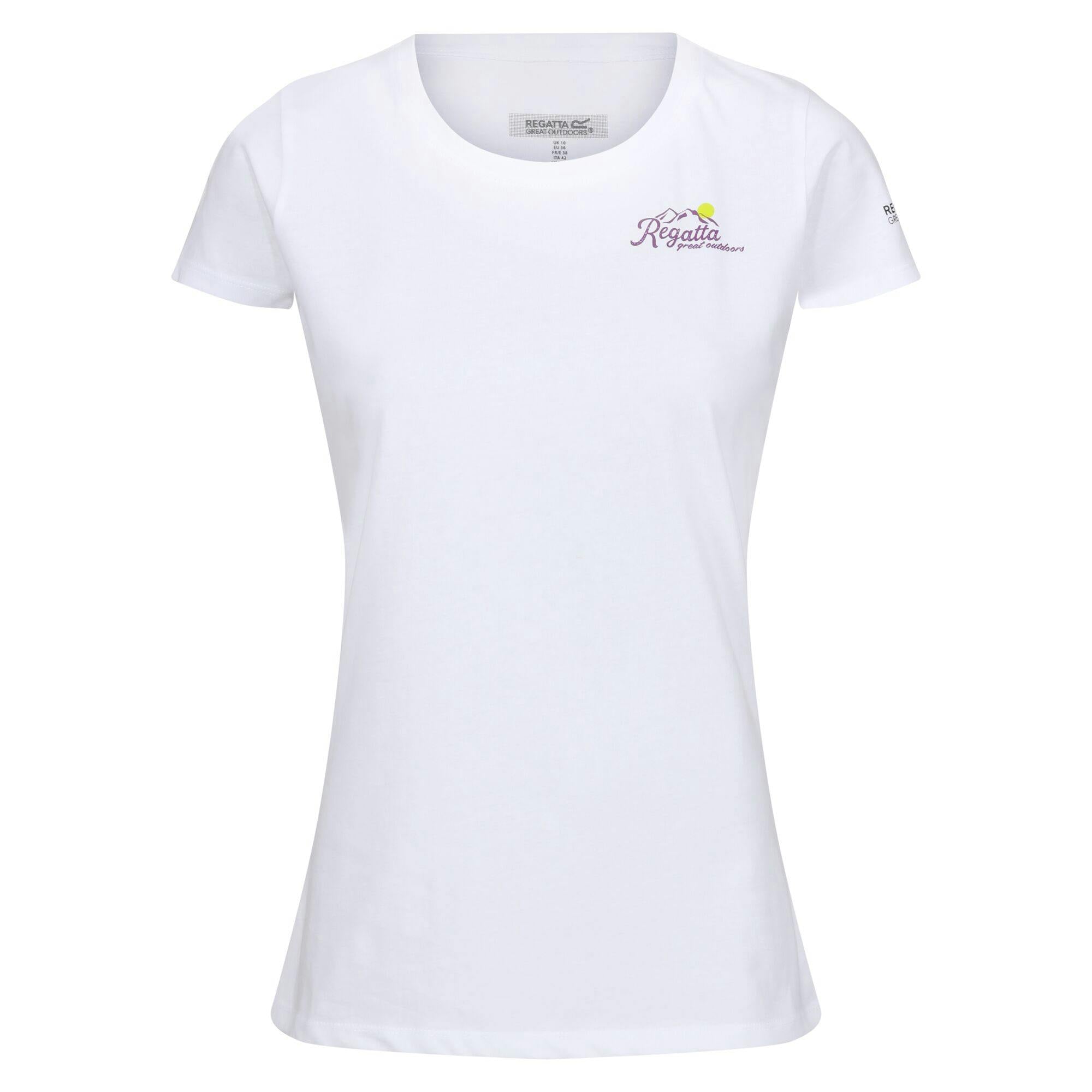 Regatta Women's White Breezed Iv Back Print T-Shirt - 24 Uk - 100% Cotton