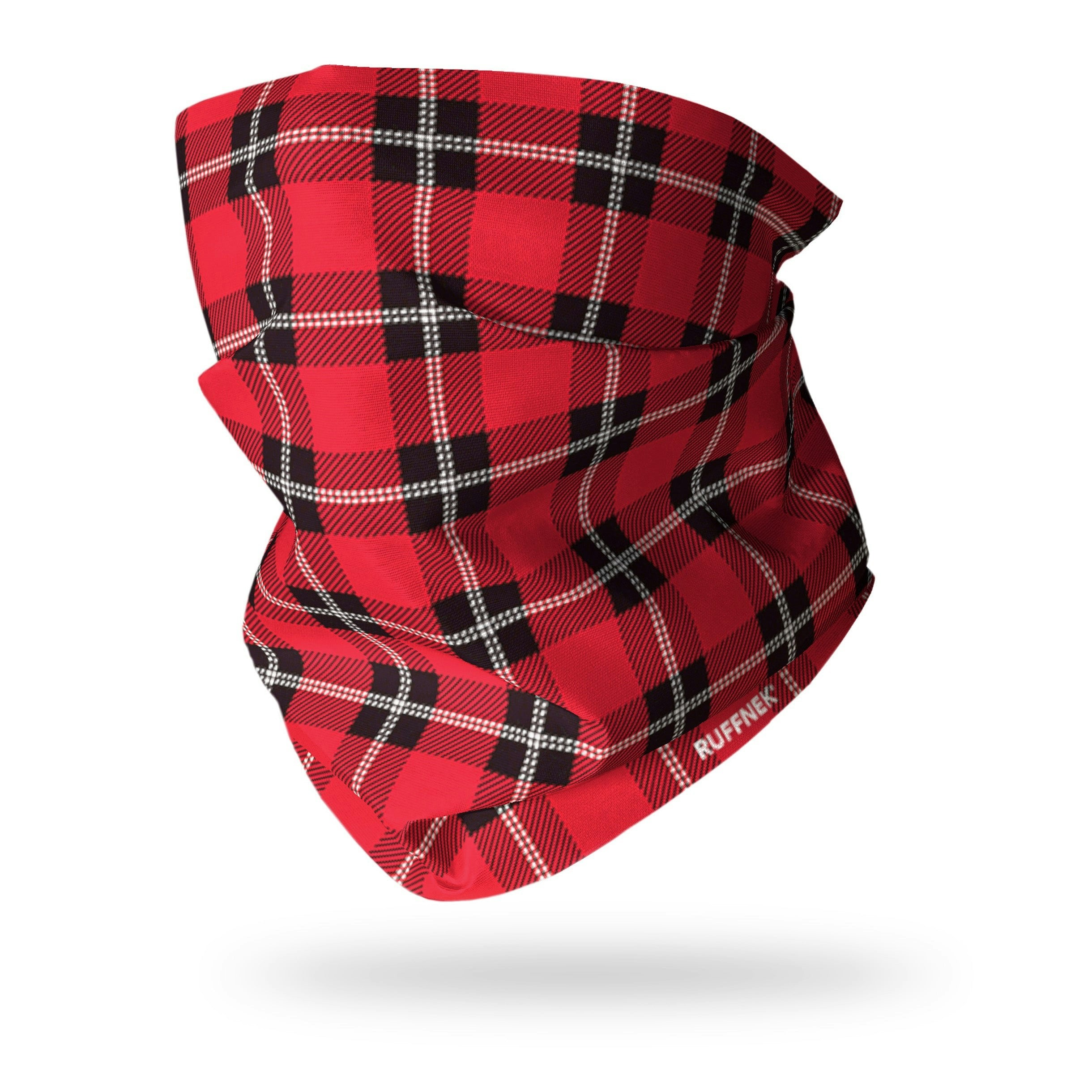 Ruffnek Men's Red/Black & Lumberjack Tartan Snood Tube Scarf - & Plaid