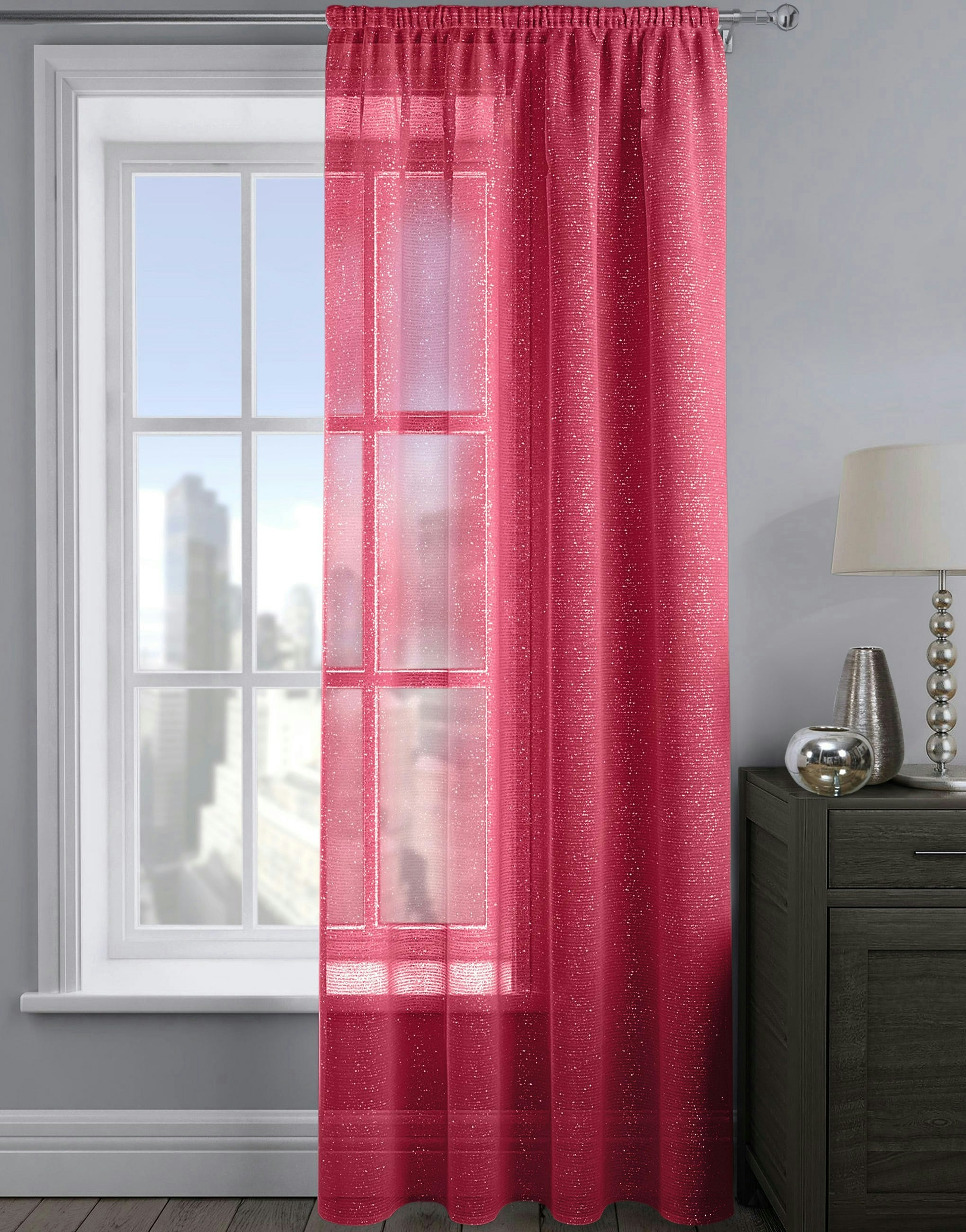 Velosso Red Alessandria Sparkle Slot Top Voile Panel - 137Cm X 137Cm