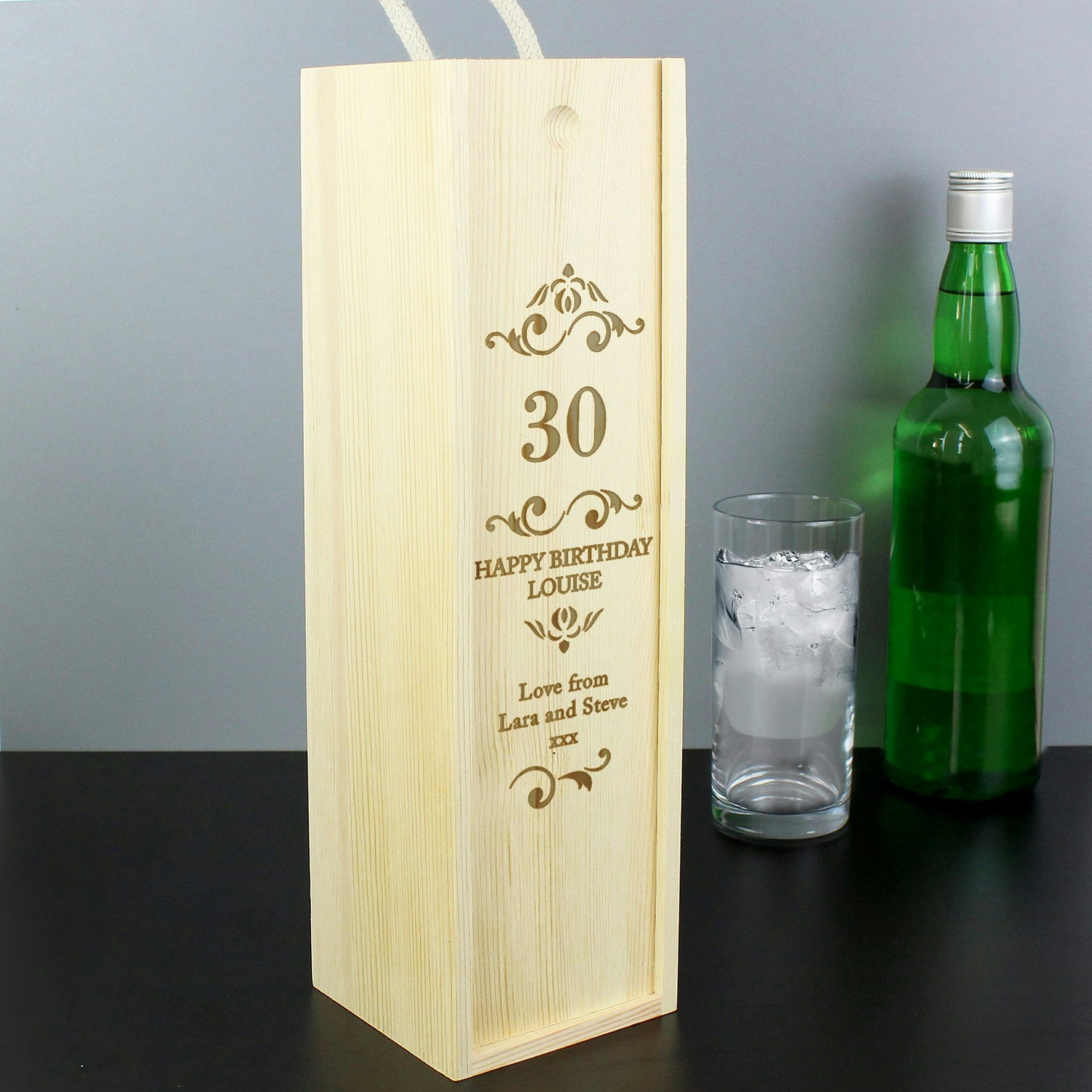 Personalised Memento Company Grain Personalised Elegant Number Wooden Wine Bottle Box