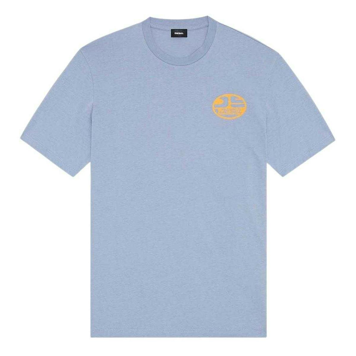 Diesel Unisex Blue Adult Oval Stonewashed Logo T-Shirt - Xxs - 100% Cotton