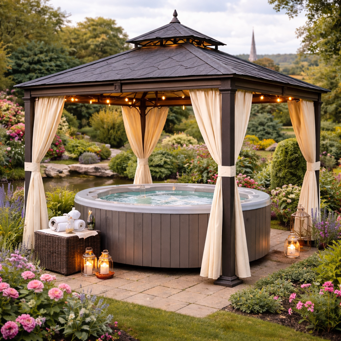 gazebo with hot tub