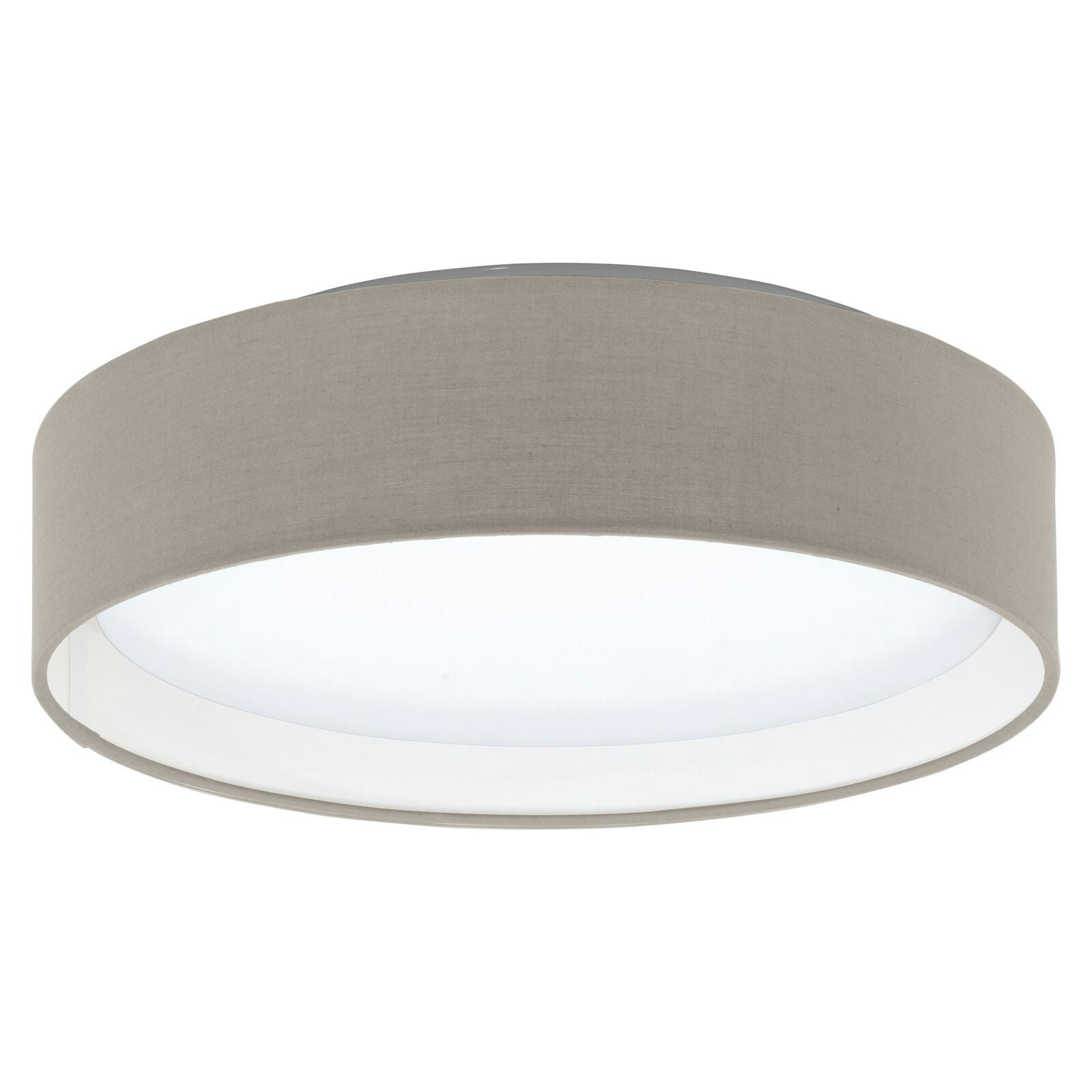 Loops Light/White Flush Ceiling Colour Shade Taupe Fabric Bulb Led 11W Included