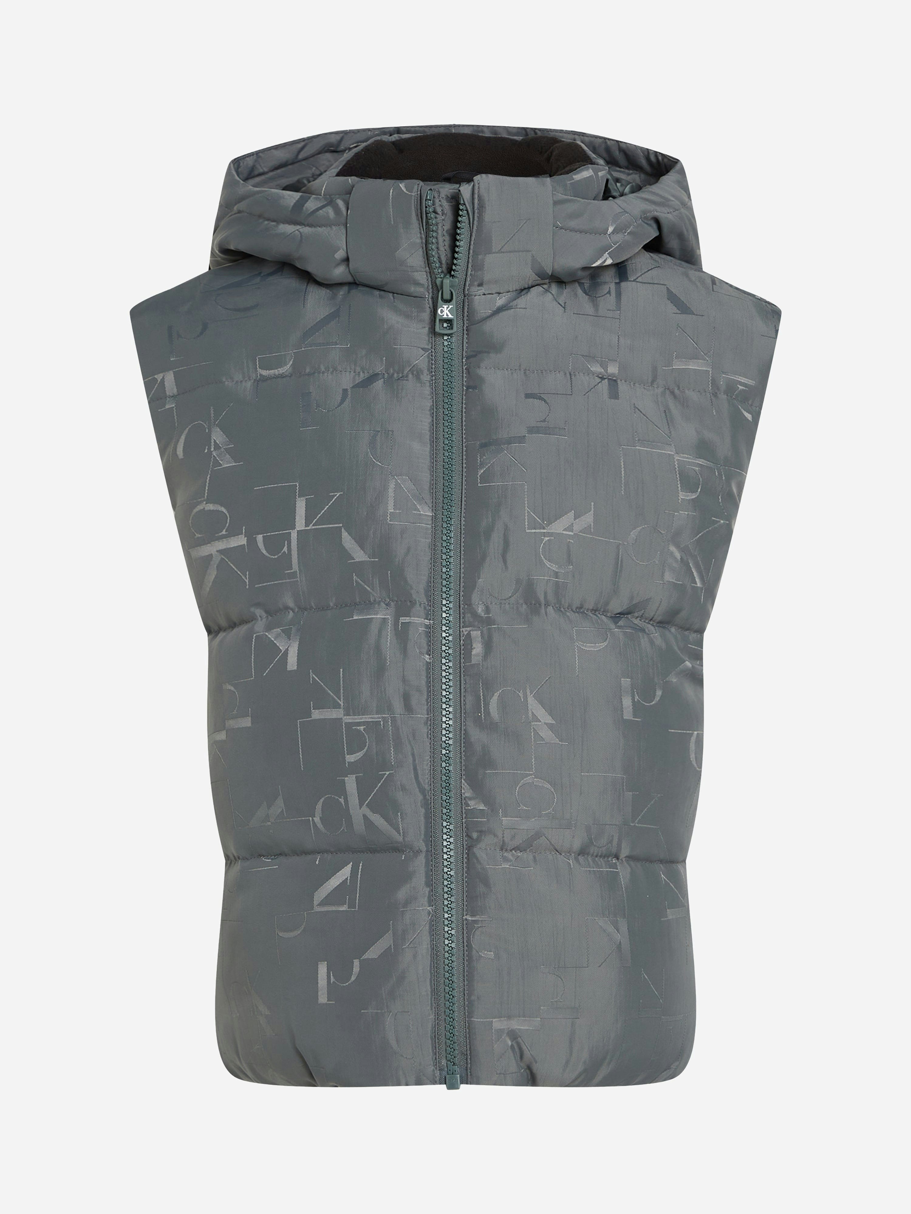 Calvin Klein Boys Grey City Grid Jacquard Gilet In - 10 Yrs