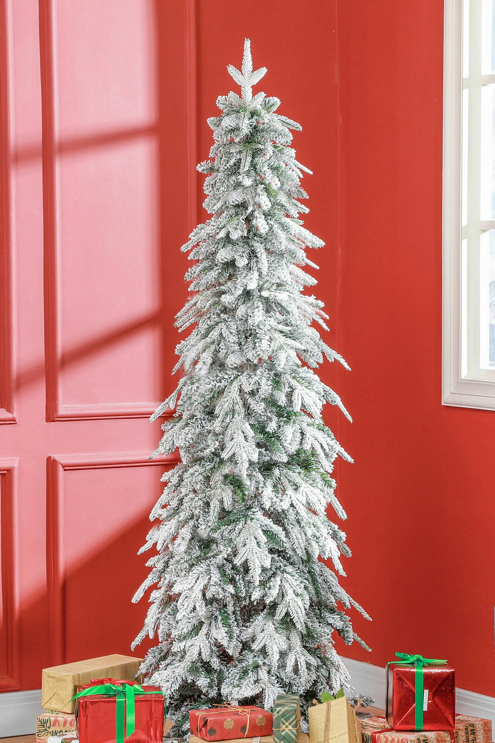 Everglow Starbright Snow Flocked Pencil Artificial Christmas Tree 6Ft - Image 6