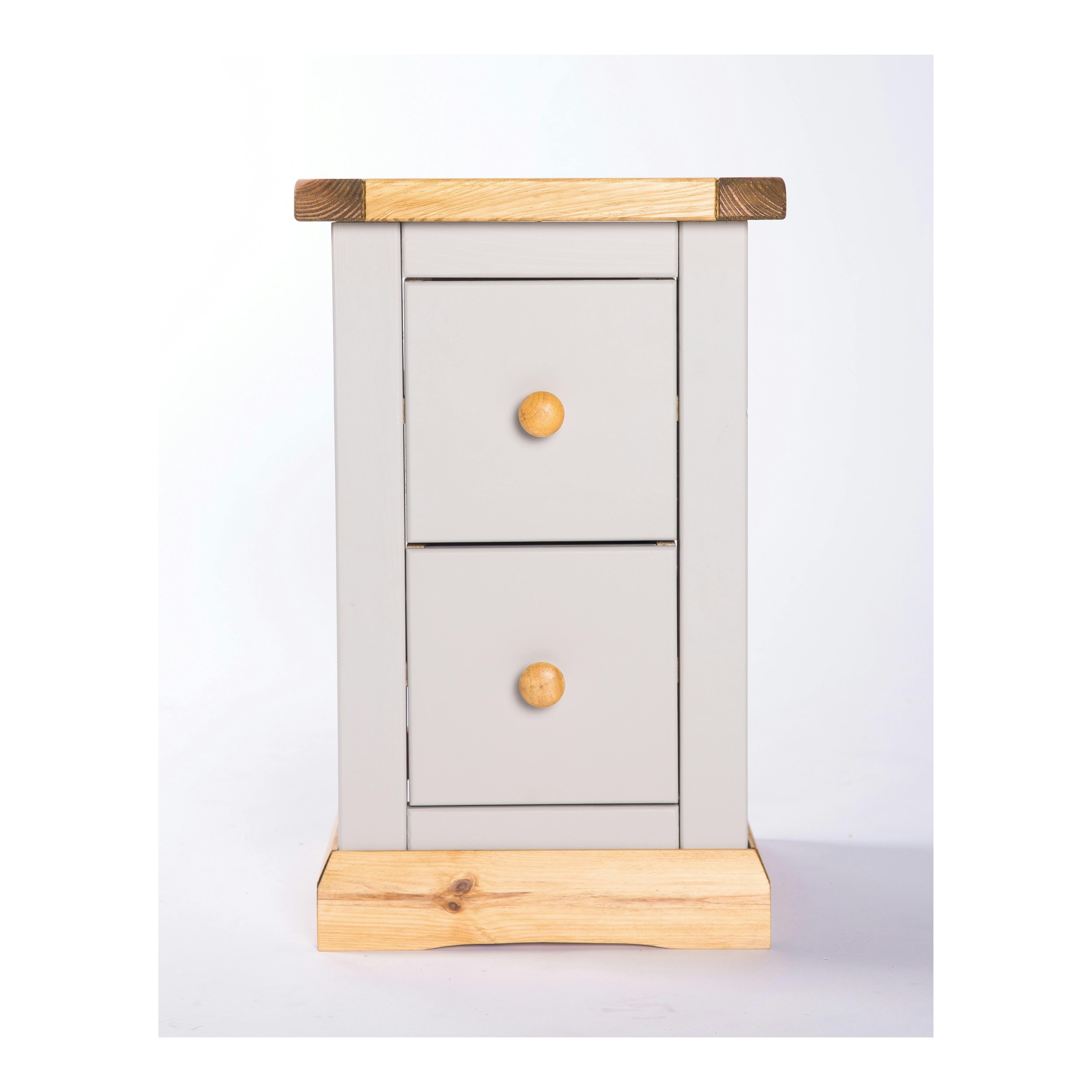 Rackhams Light/Grey Bomporto 2 Drawer Petite Bedside Table