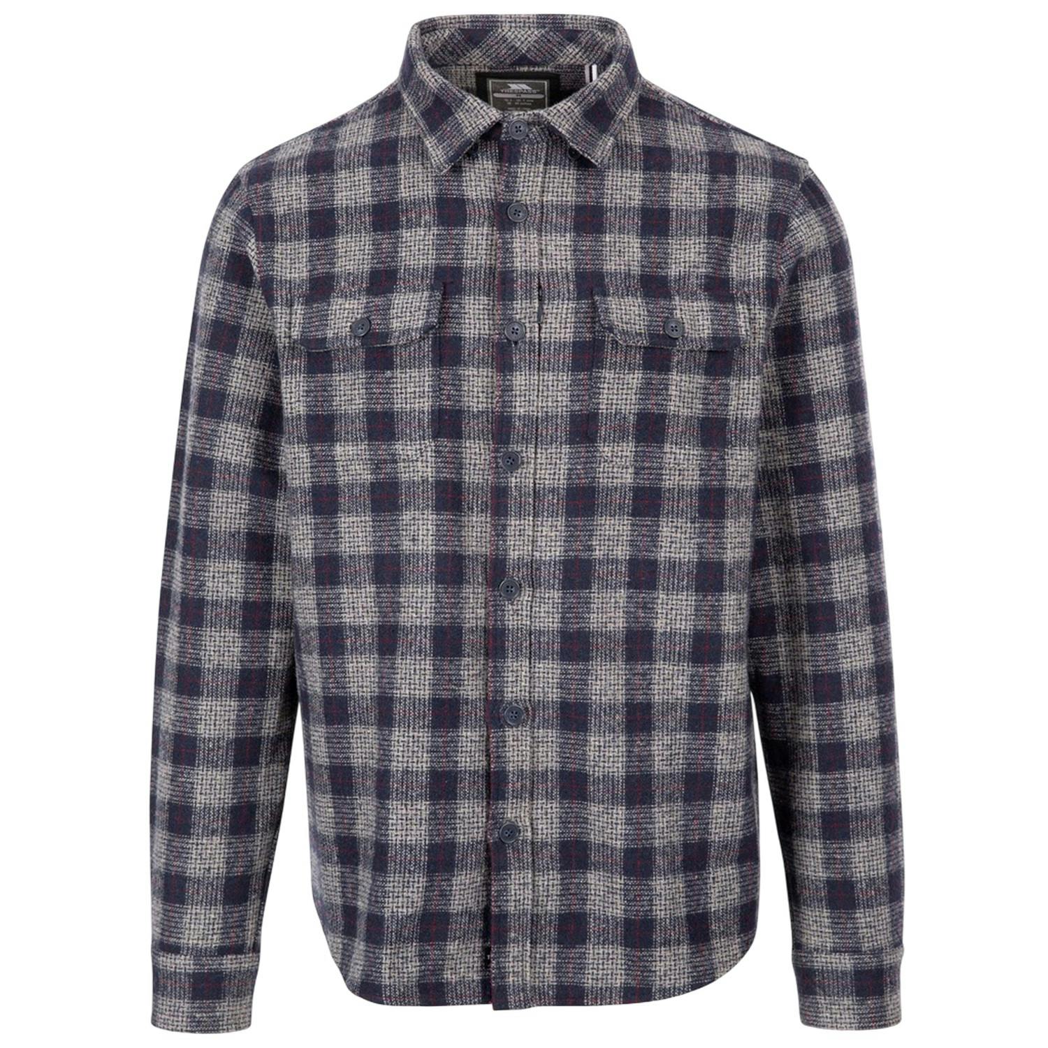 Trespass (S, Grey/Blue) Mens Portlaw Checked Long-Sleeved Shirt - Image 2