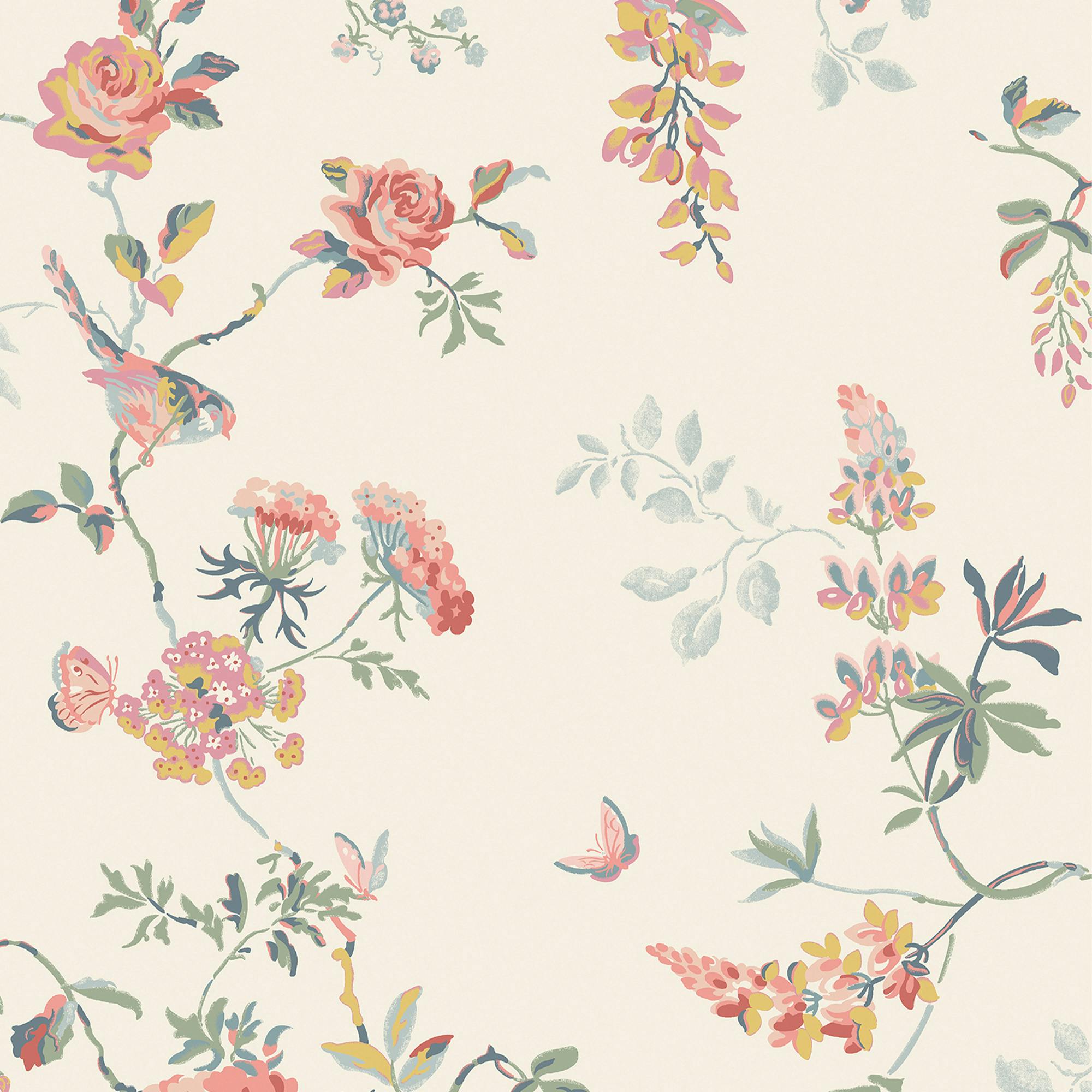 Cath Kidston Gold/Pink/Blue Birds & Roses Spring | Multicoloured