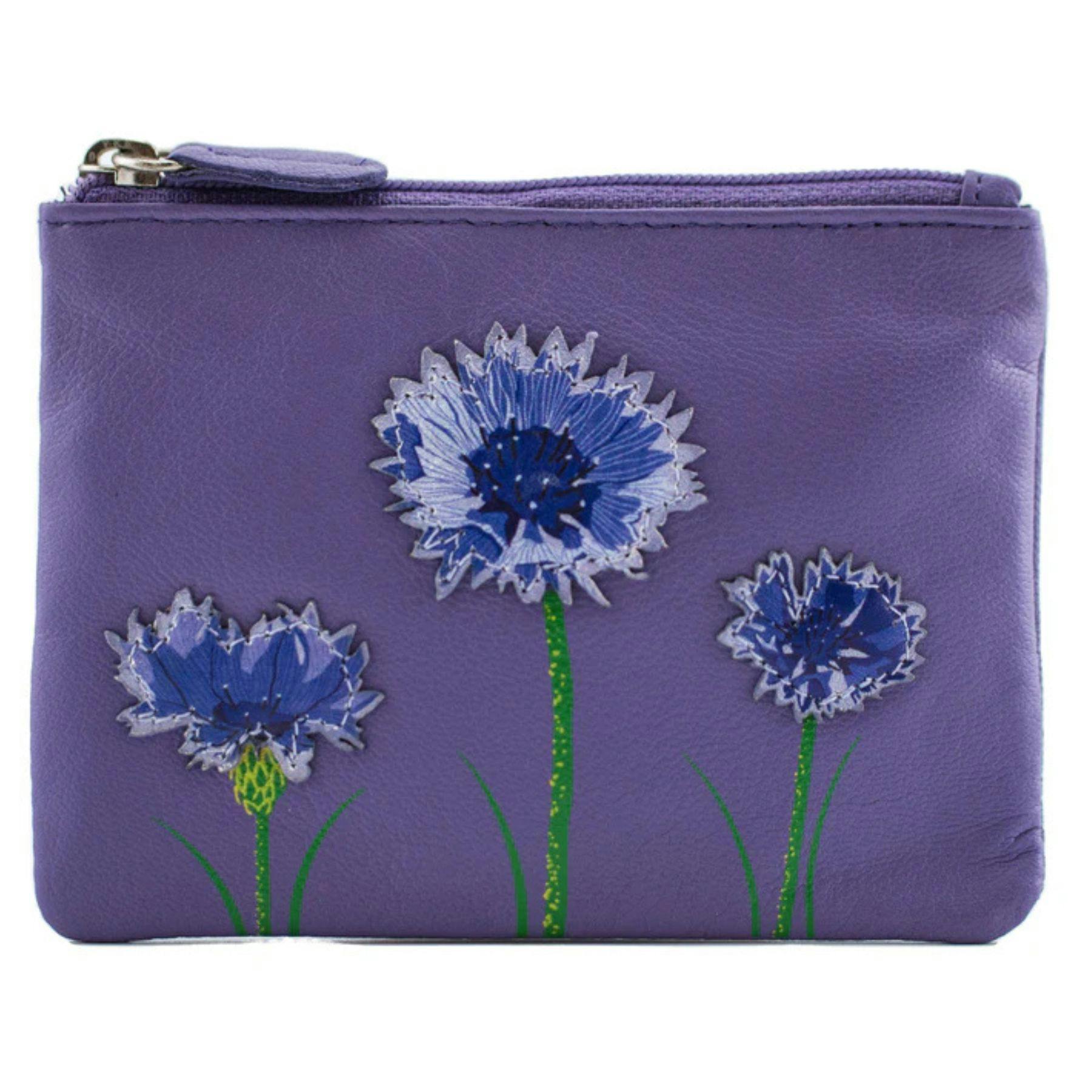 Mala Leather Purple Amana Coin Purse With Cornflower Design