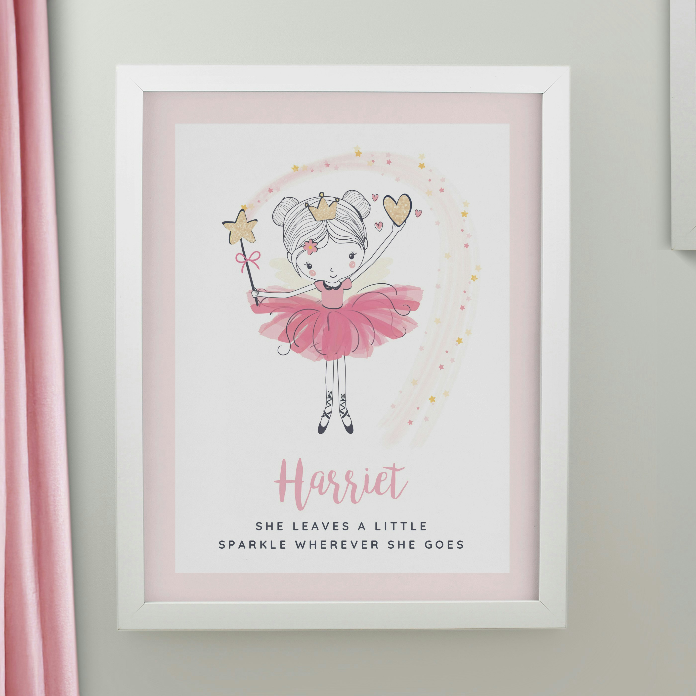 Personalised Memento Company White Personalised Princess Ballerina Poster Frame